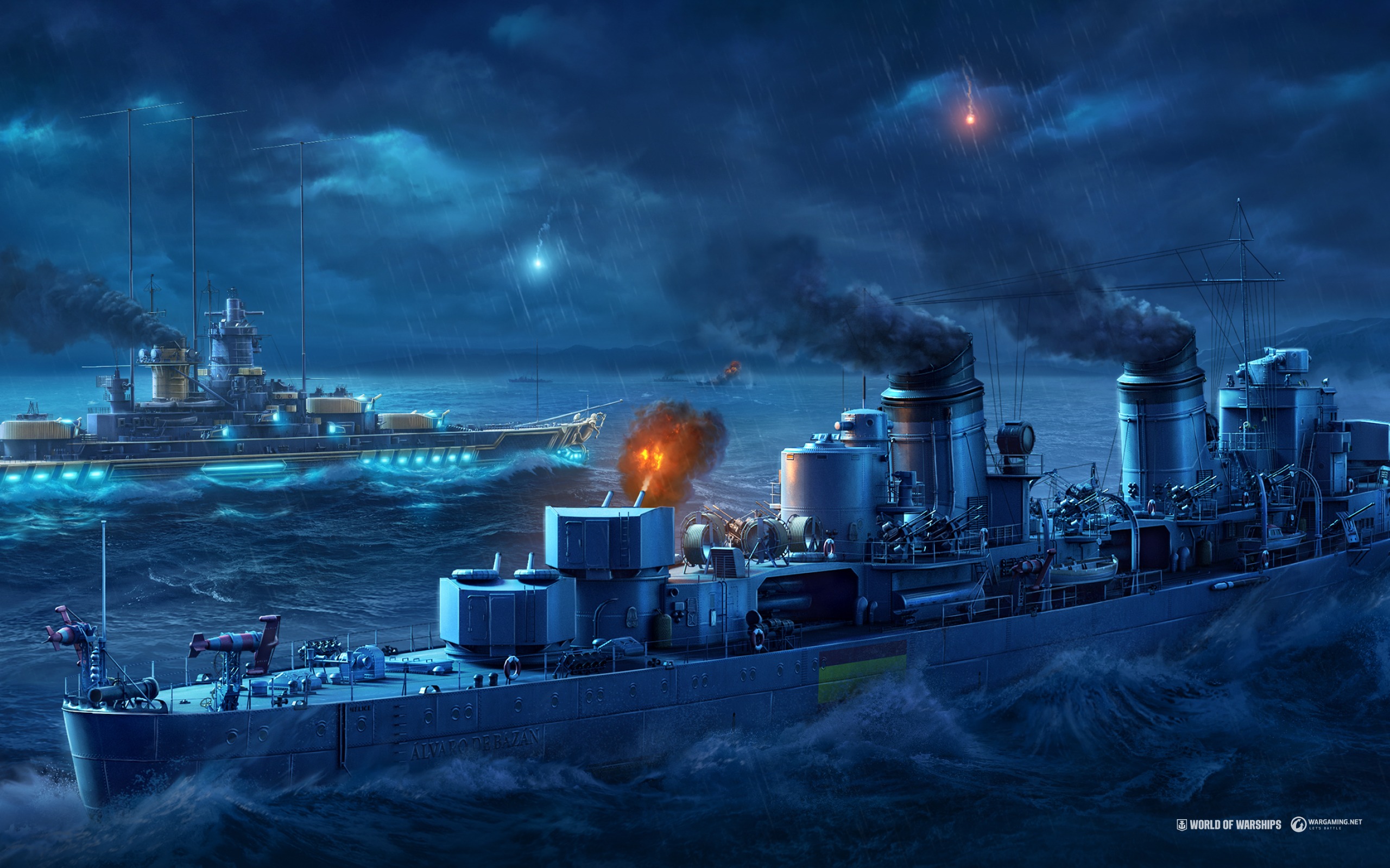 General 2560x1600 World of Warships  wows warship wargaming war water ship video games smoke