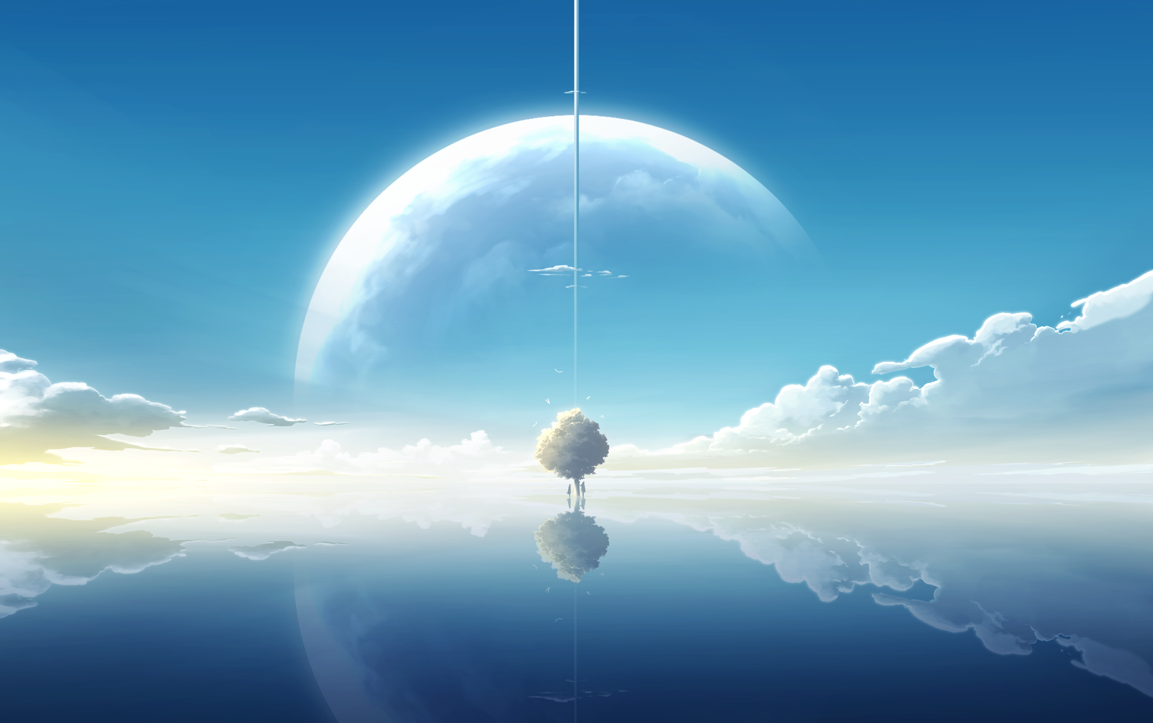 General 2360x1480 Nengoro digital art artwork illustration clouds reflection planet minimalism simple background sky
