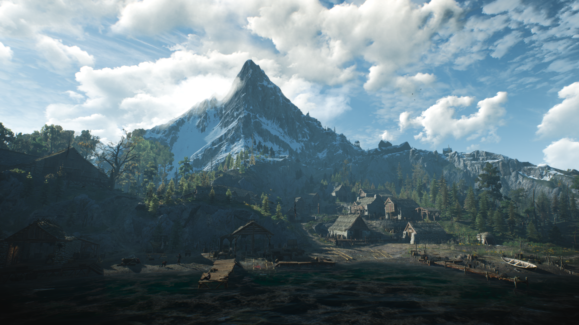 General 1920x1080 The Witcher 3: Wild Hunt video game landscape CD Projekt RED Skellige CGI video games mountains snow sky clouds trees nature