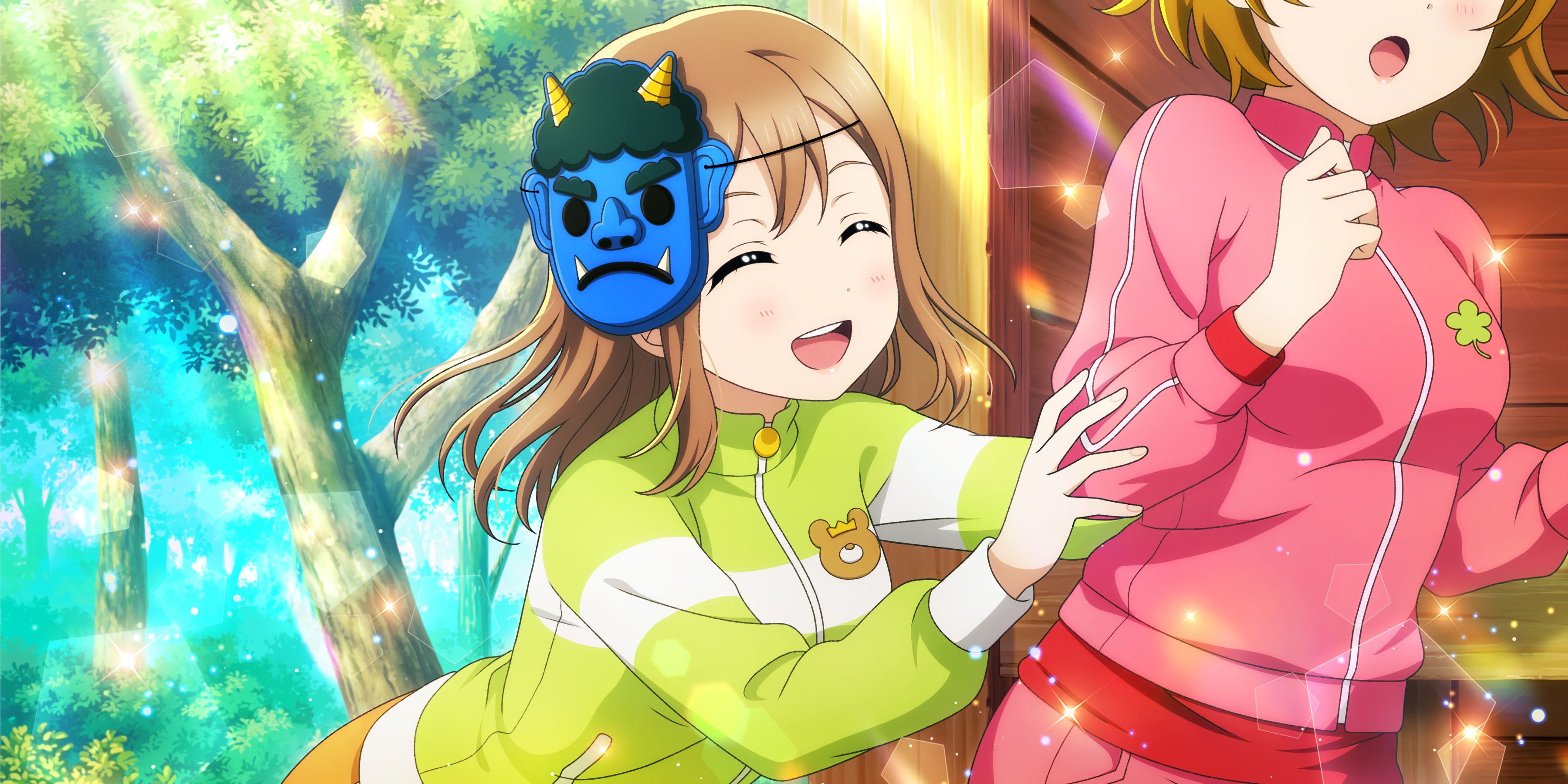 Anime 3600x1800 Kunikida Hanamaru Love Live! Sunshine Love Live! anime anime girls mask closed eyes trees