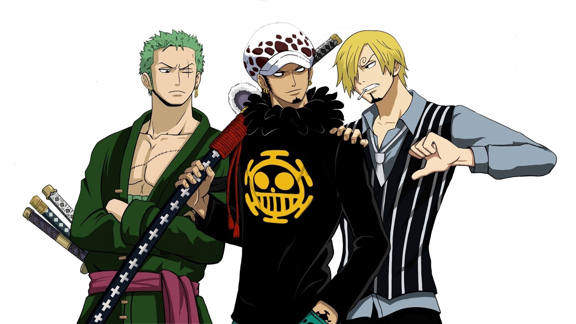 bounty hunter, Roronoa Zoro, Sanji, One Piece, Trafalgar Law, Straw Hat  Pirates, anime boys, sword