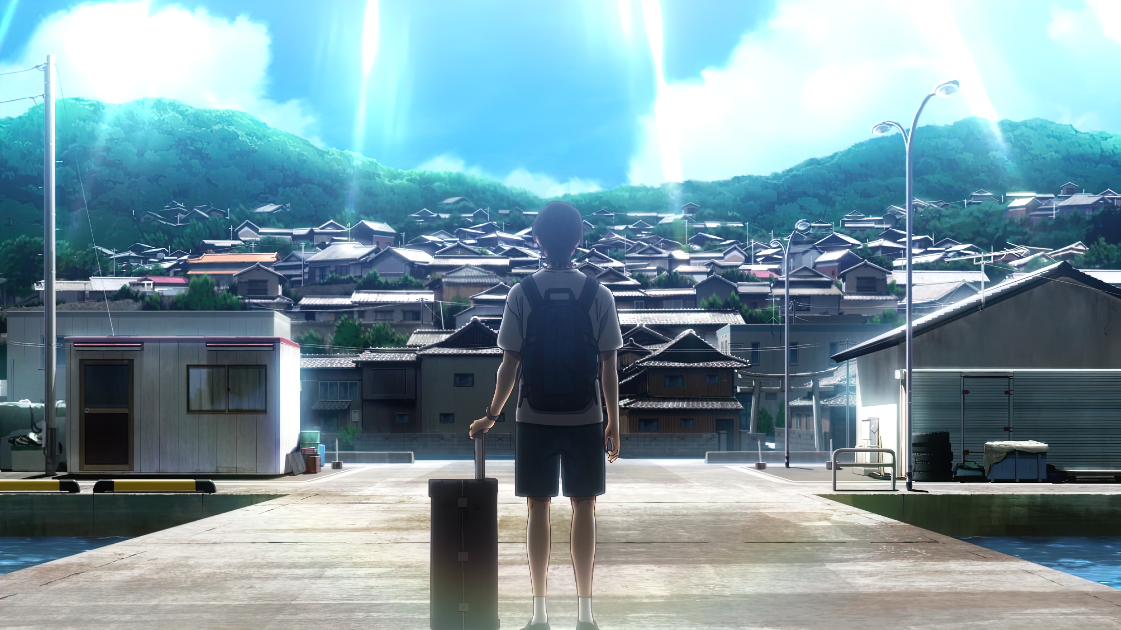 Anime 3840x2160 Summer Time Rendering 4K anime anime boys Anime screenshot village sunlight