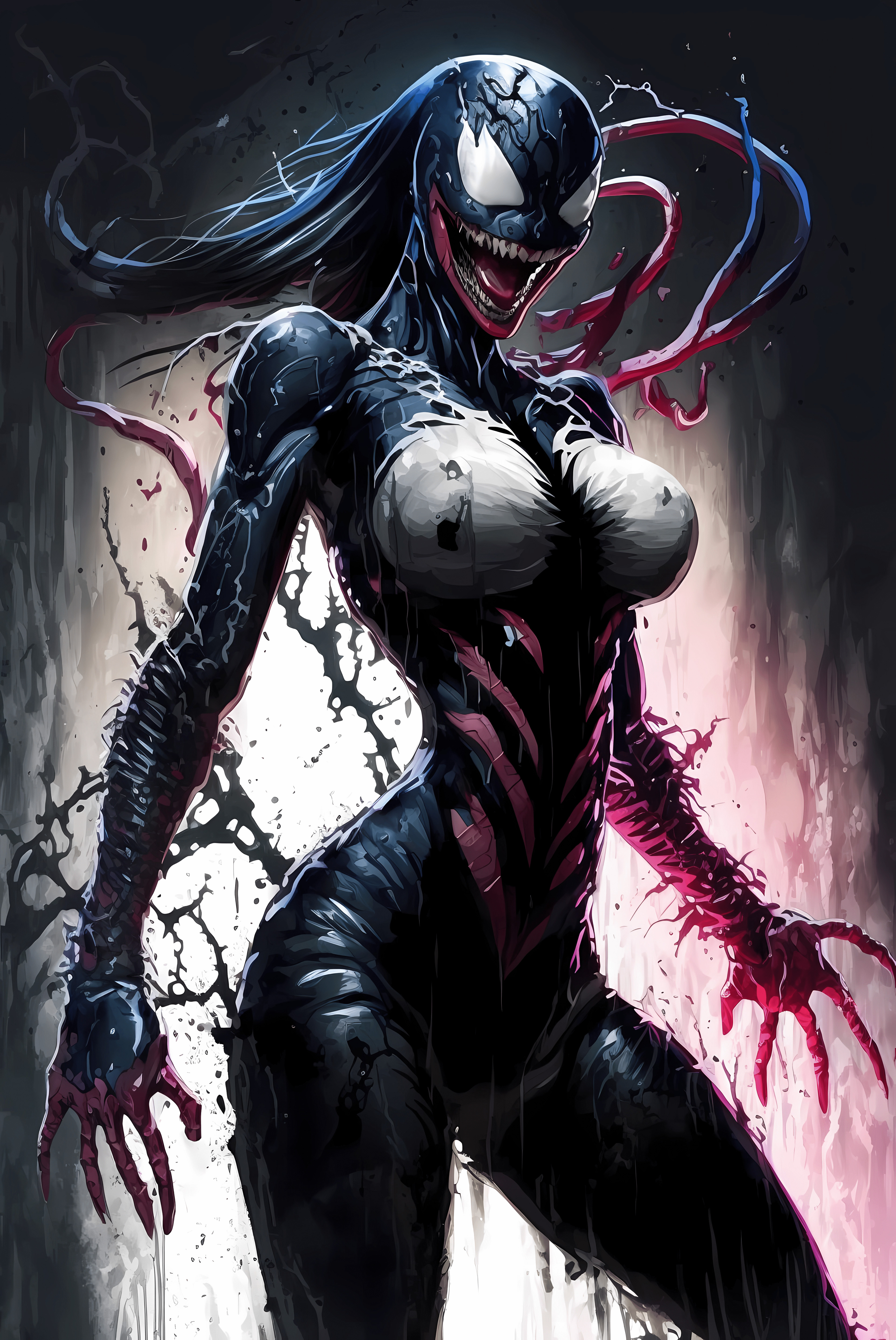 General 3840x5741 women fantasy art creature artwork she-venom AI art portrait display