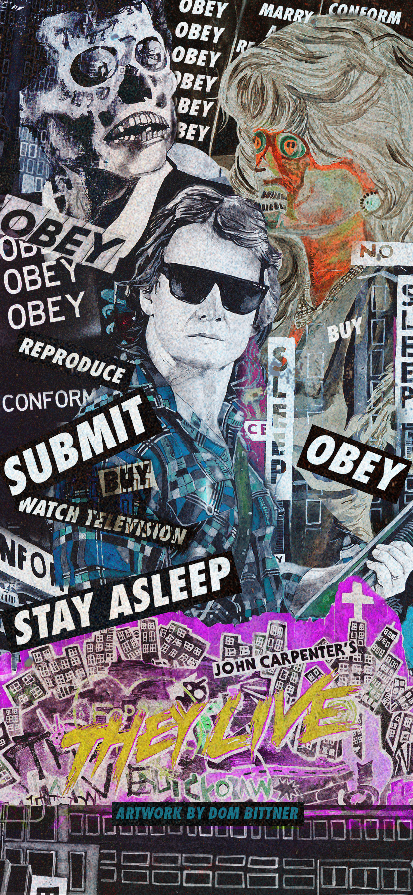 General 828x1792 poster movie poster Dom Bittner They Live portrait display sunglasses men looking at viewer movies