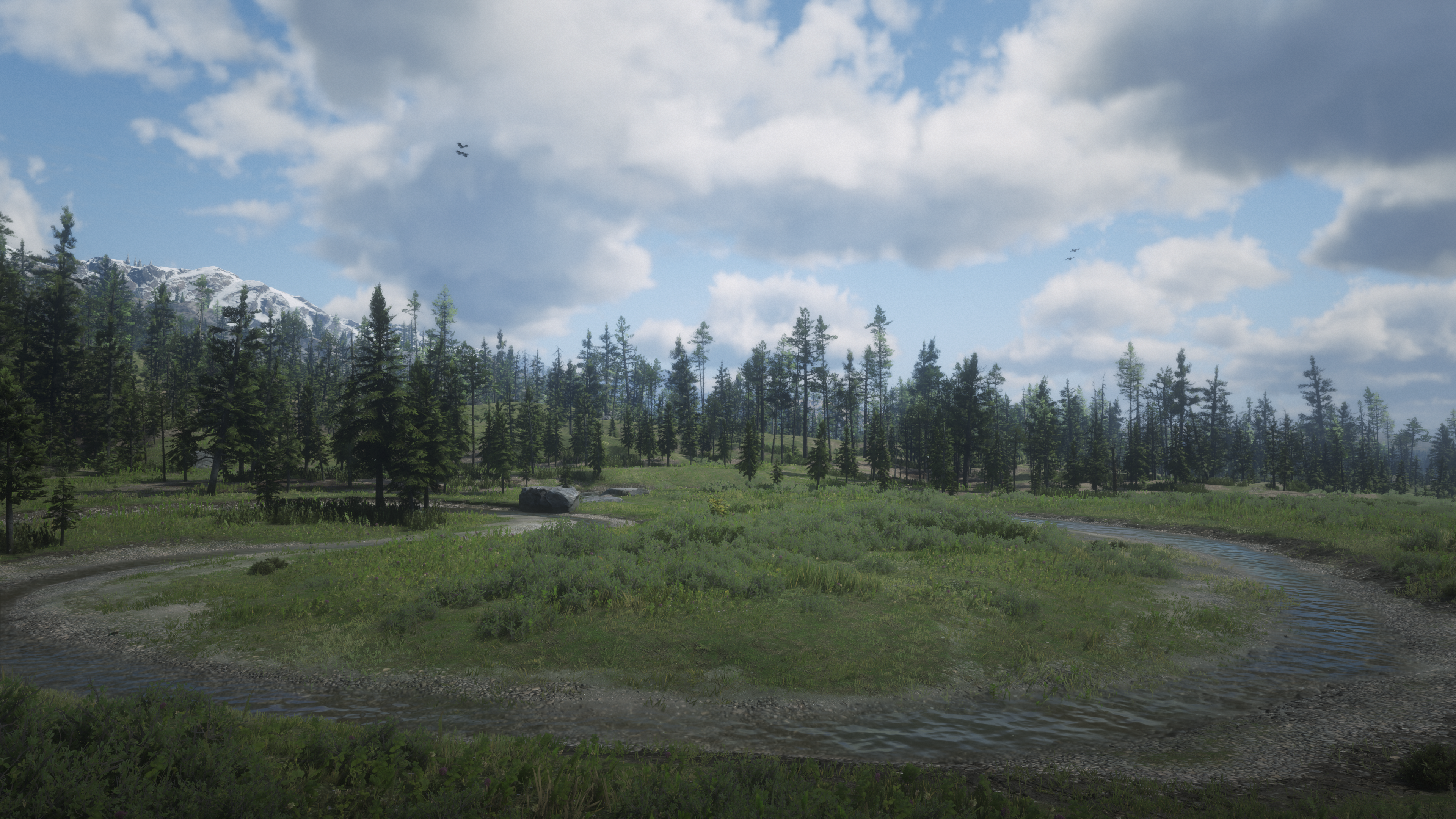 General 3840x2160 Red Dead Redemption 2 nature landscape video games trees sky clouds simple background grass