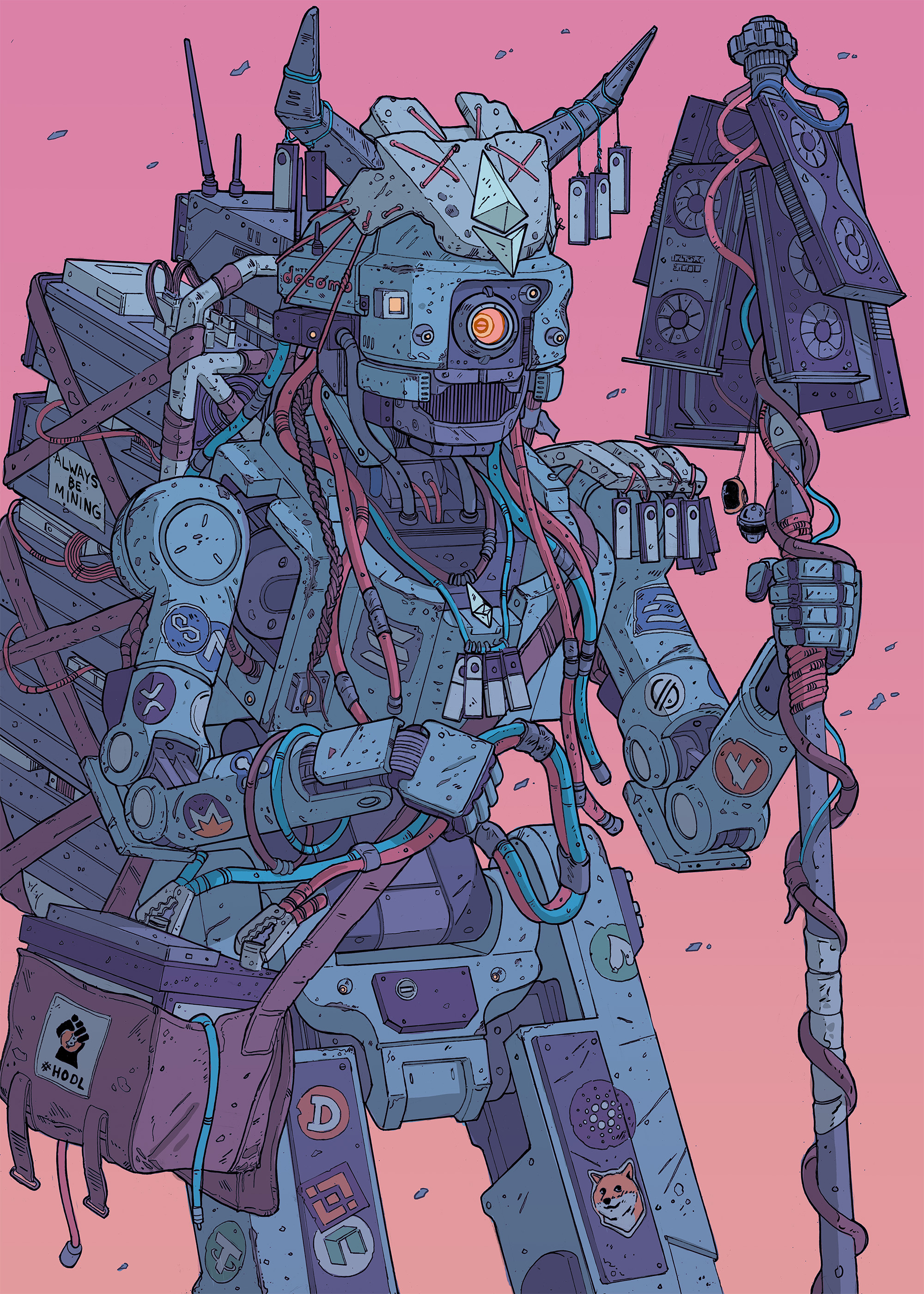 General 2000x2800 Calder Moore fictional character character design  cyberpunk robotic portrait display
