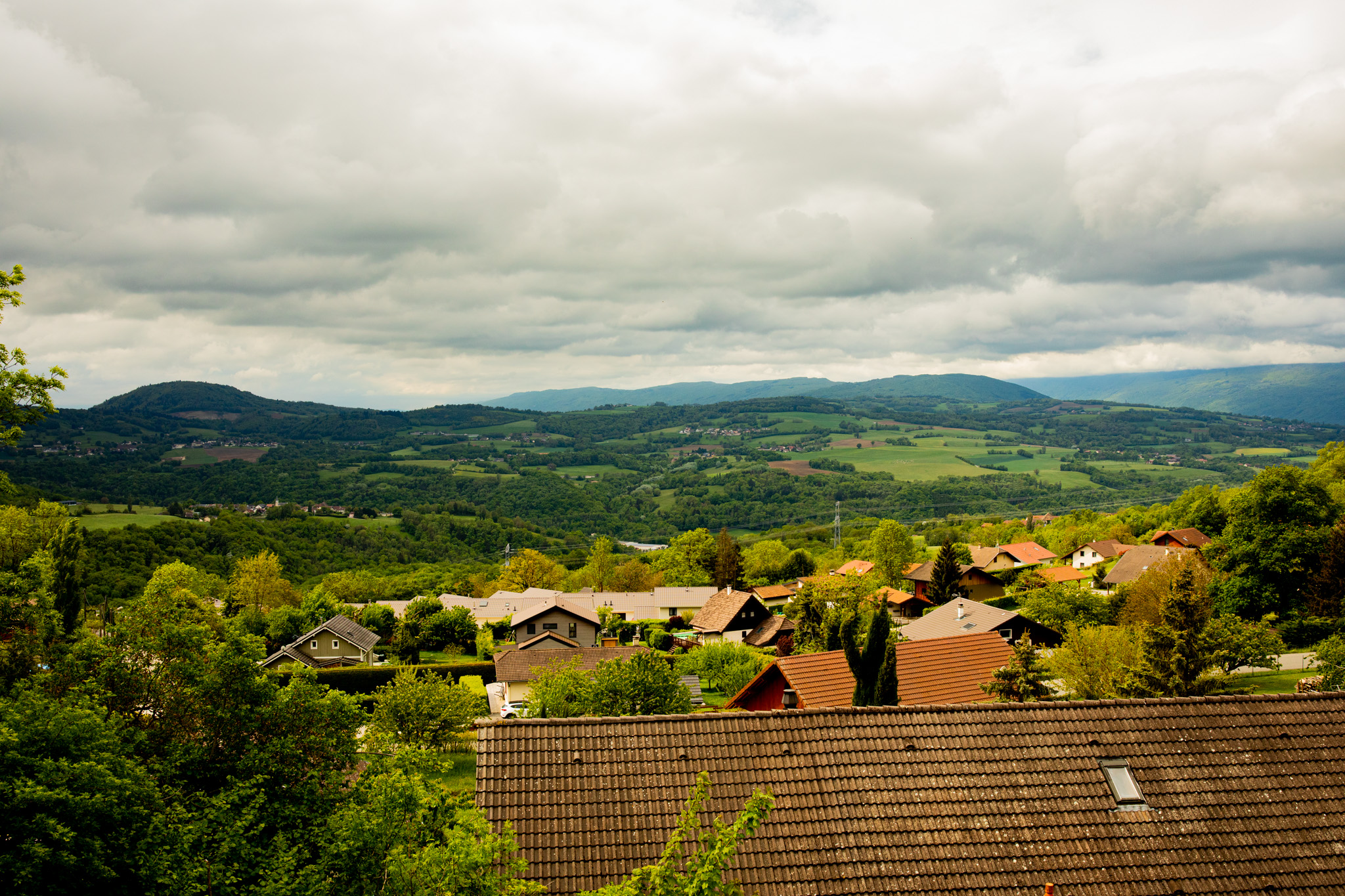 General 2048x1365 photography outdoors nature greenery field village trees forest mountains hills landscape clouds France