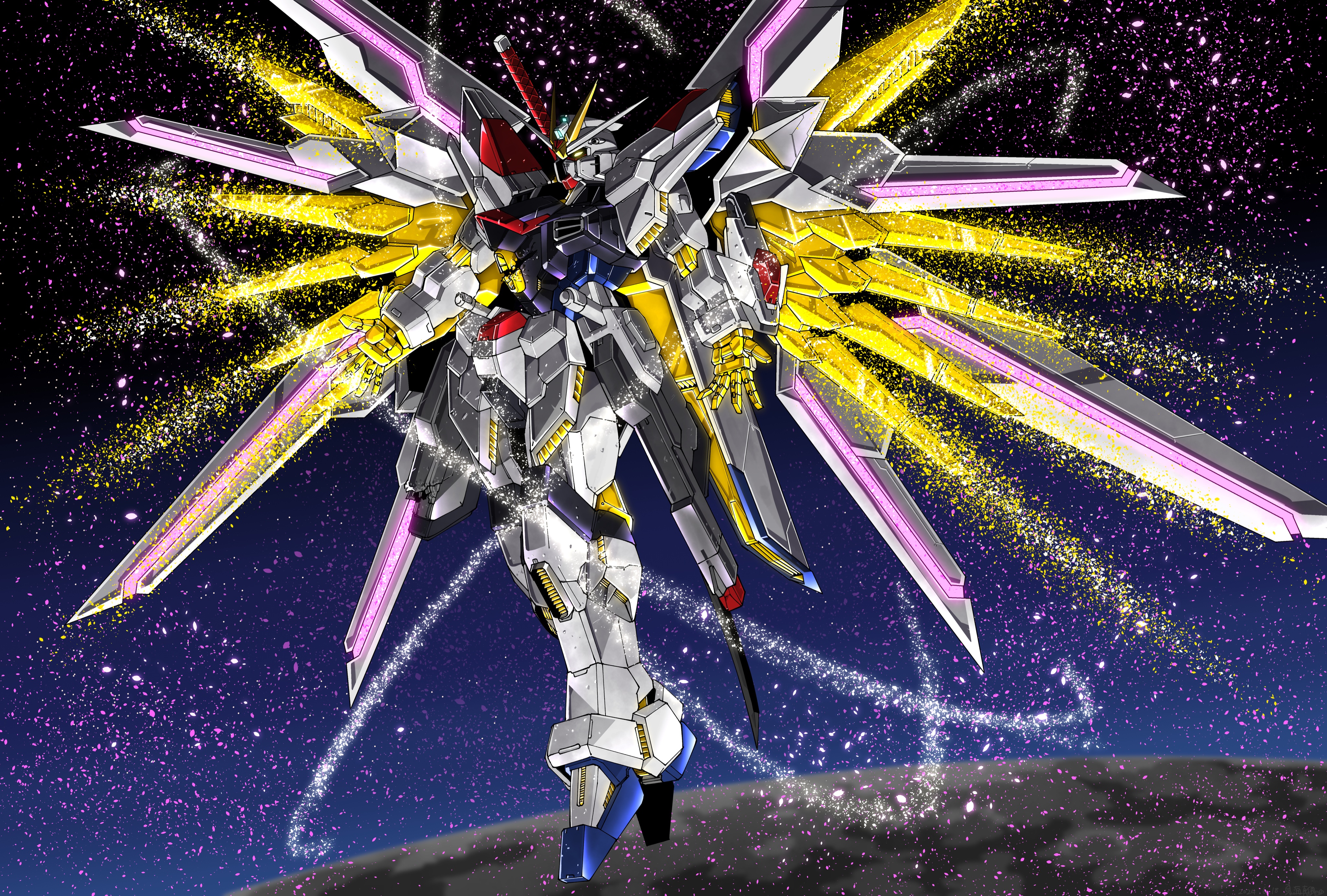 Anime 4096x2766 anime mechs Super Robot Taisen Mobile Suit Gundam SEED FREEDOM Mighty Strike Freedom Gundam artwork digital art fan art Mobile Suit Gundam Gundam