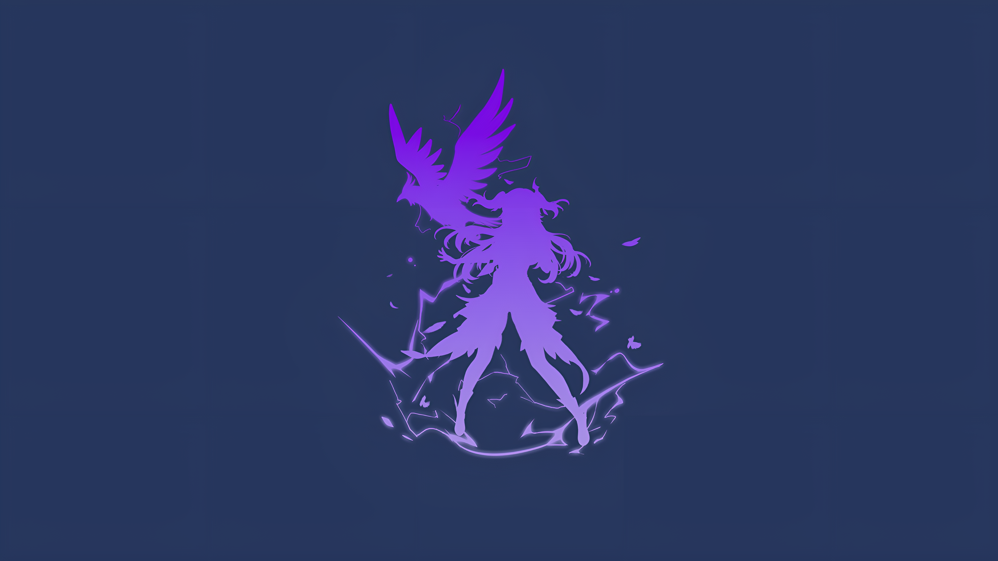 Anime 3840x2160 anime anime girls video game characters Genshin Impact Fischl (Genshin Impact) purple background crowspike gradient