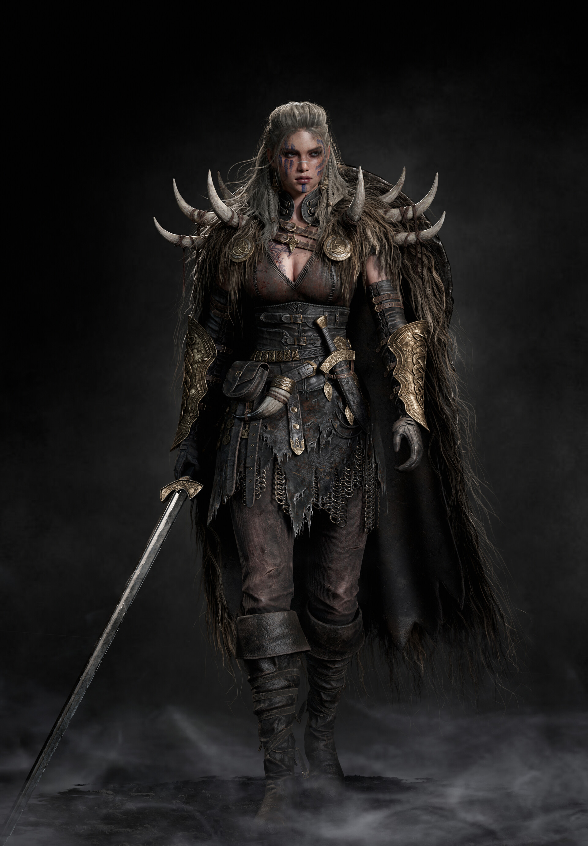 General 1920x2760 Kim Subeen CGI women vikings warrior spikes