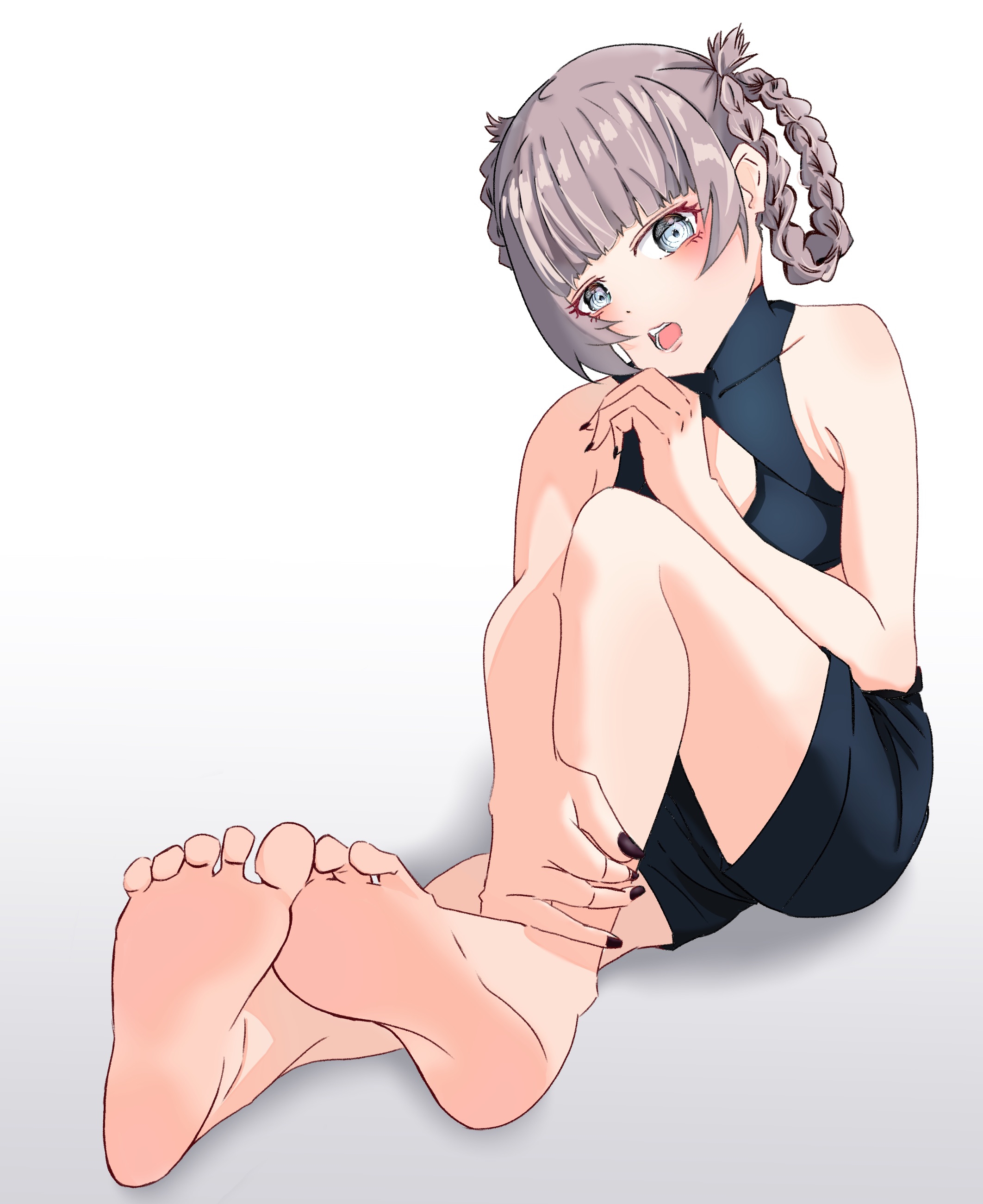 Anime 2124x2600 undressing anime anime girls braids feet foot sole Yofukashi no Uta Nazuna Nanakusa