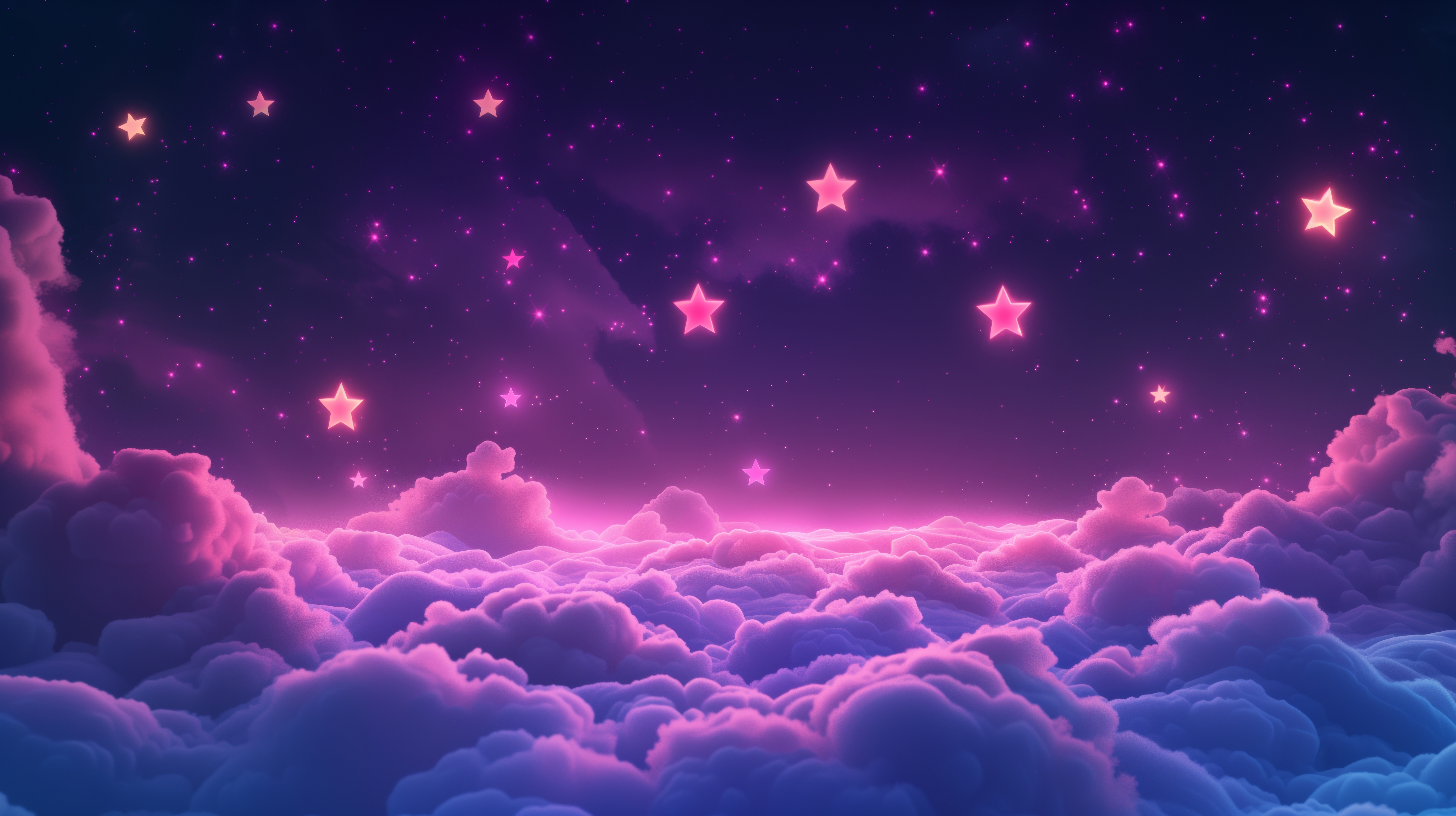General 5824x3264 AI art clouds stars illustration purple sky glowing night