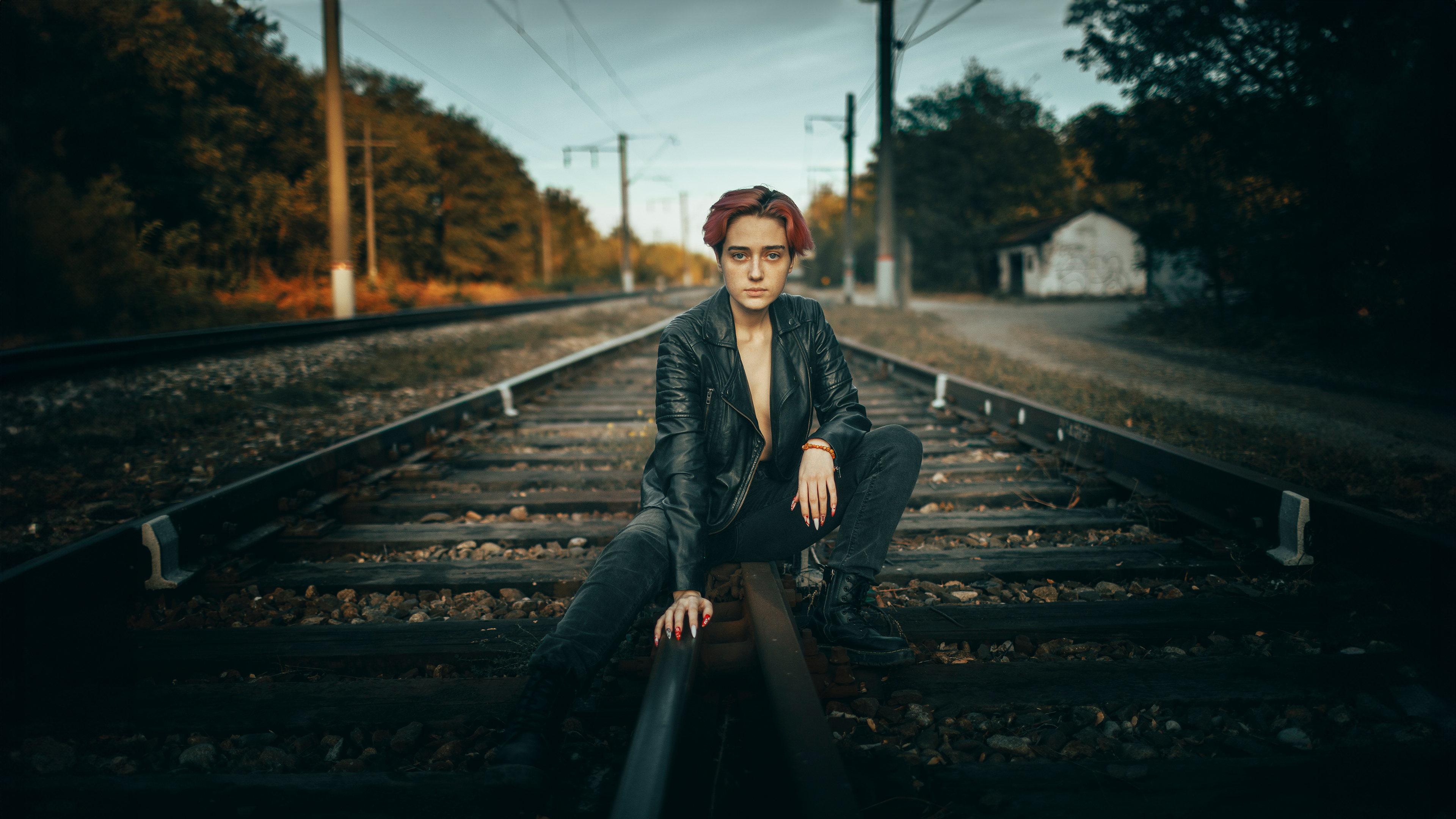 People 3840x2160 women people model photography face women outdoors outdoors railway