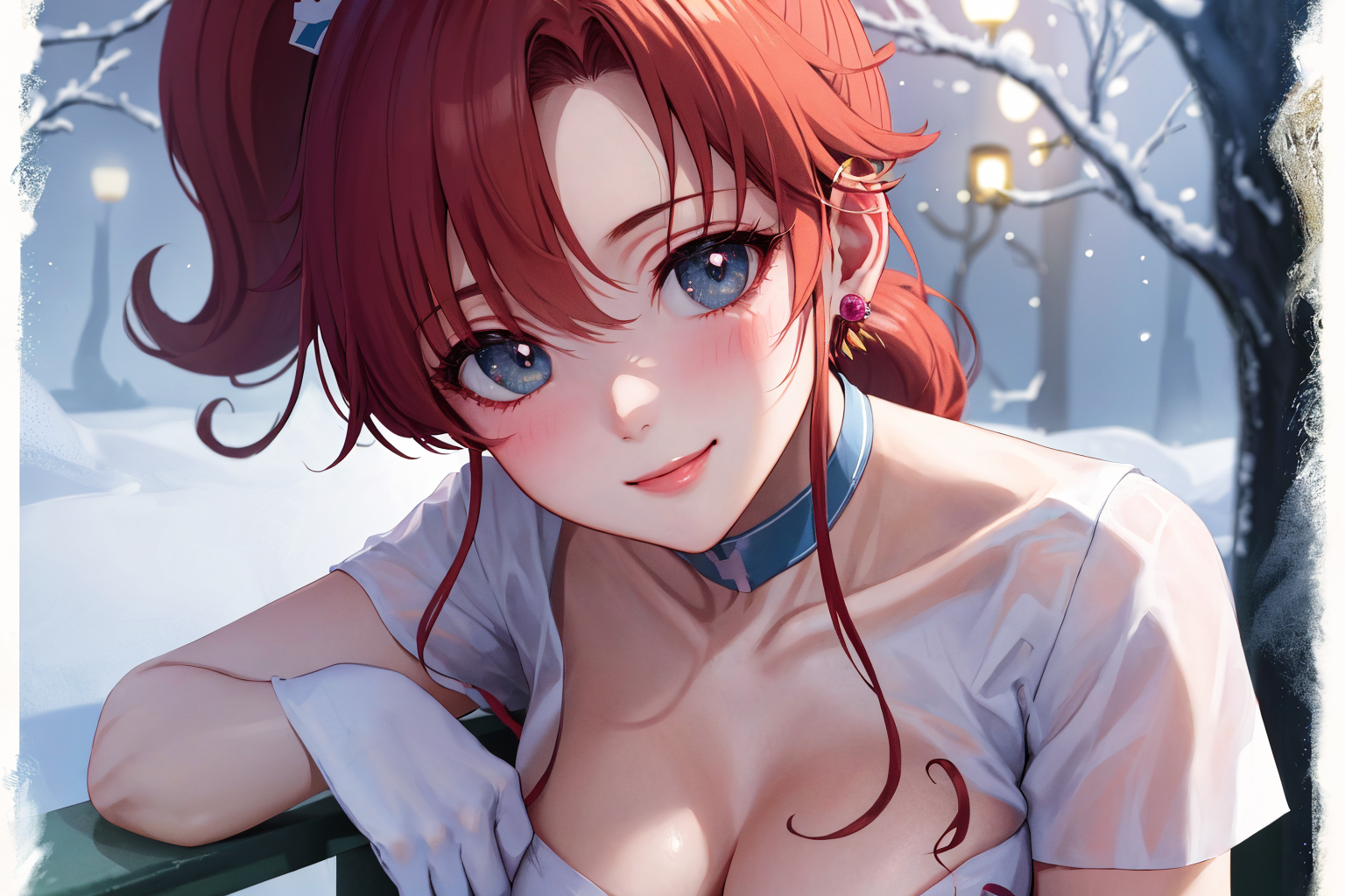 Anime 1536x1024 AI art anime girls snow