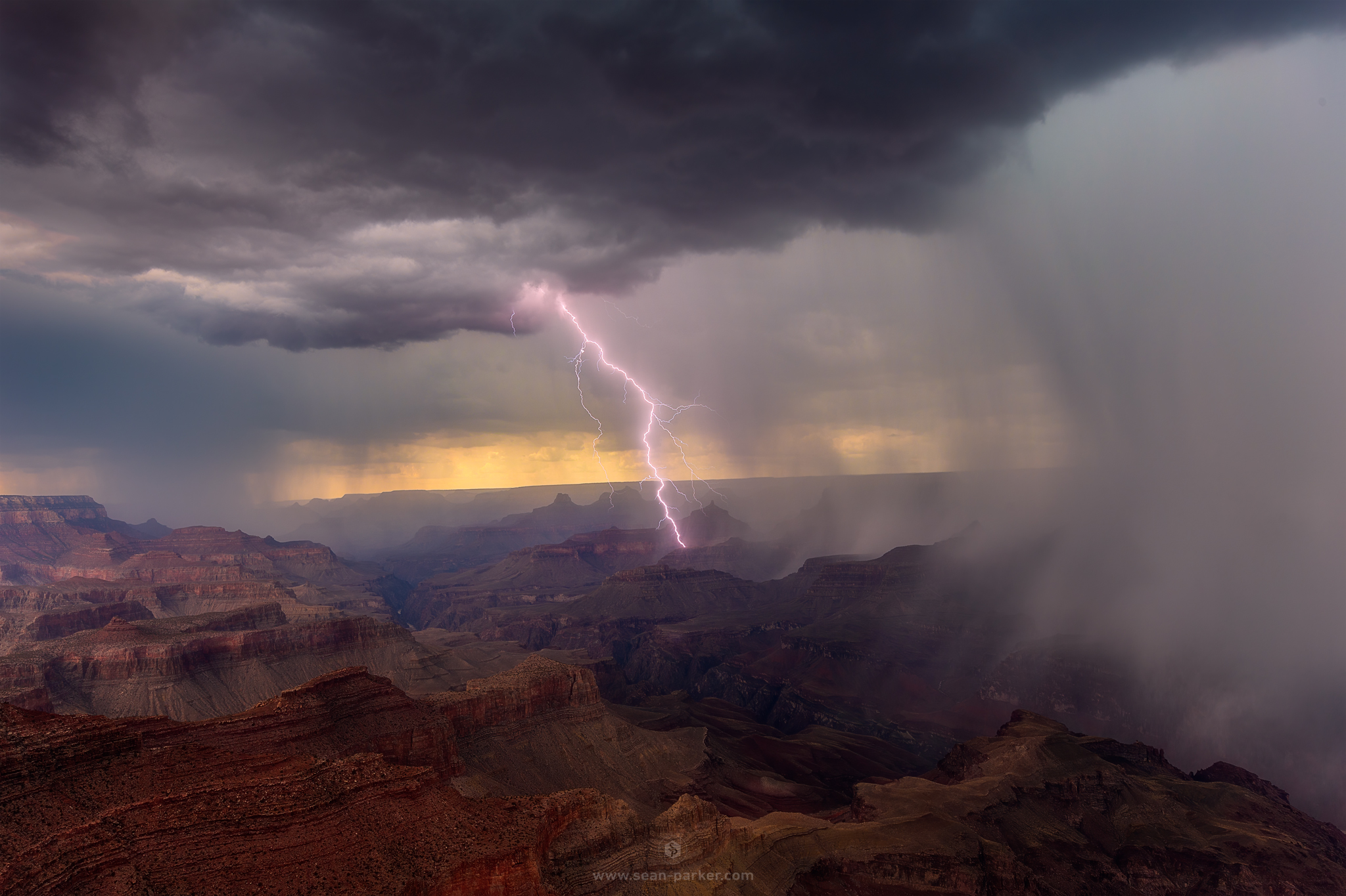 General 2048x1365 nature photography long exposure lightning Sean Parker landscape rain clouds USA Grand Canyon Arizona thunder storm
