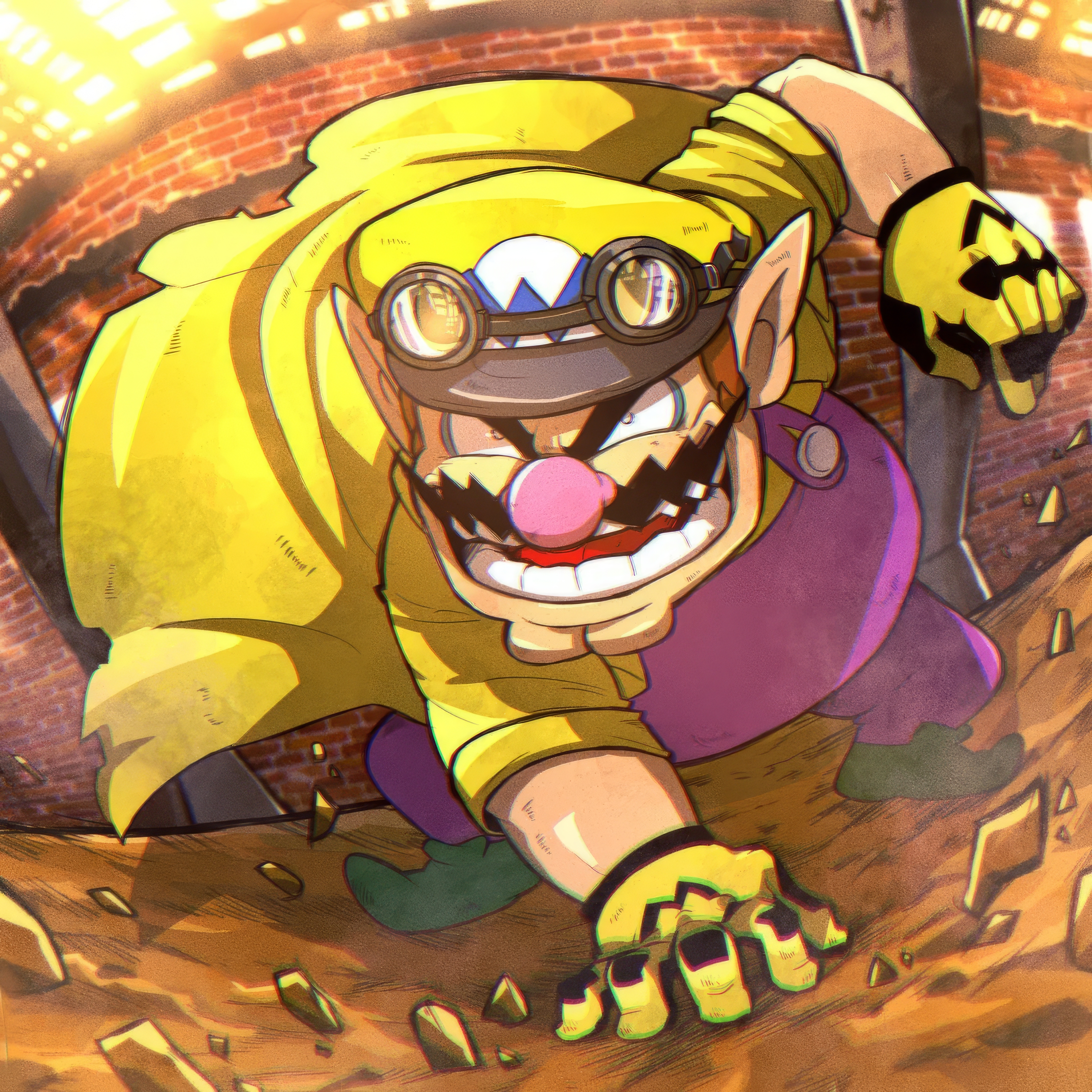 General 3240x3240 Nintendo Wario drawn scary face moustache yellow gloves video games video game characters
