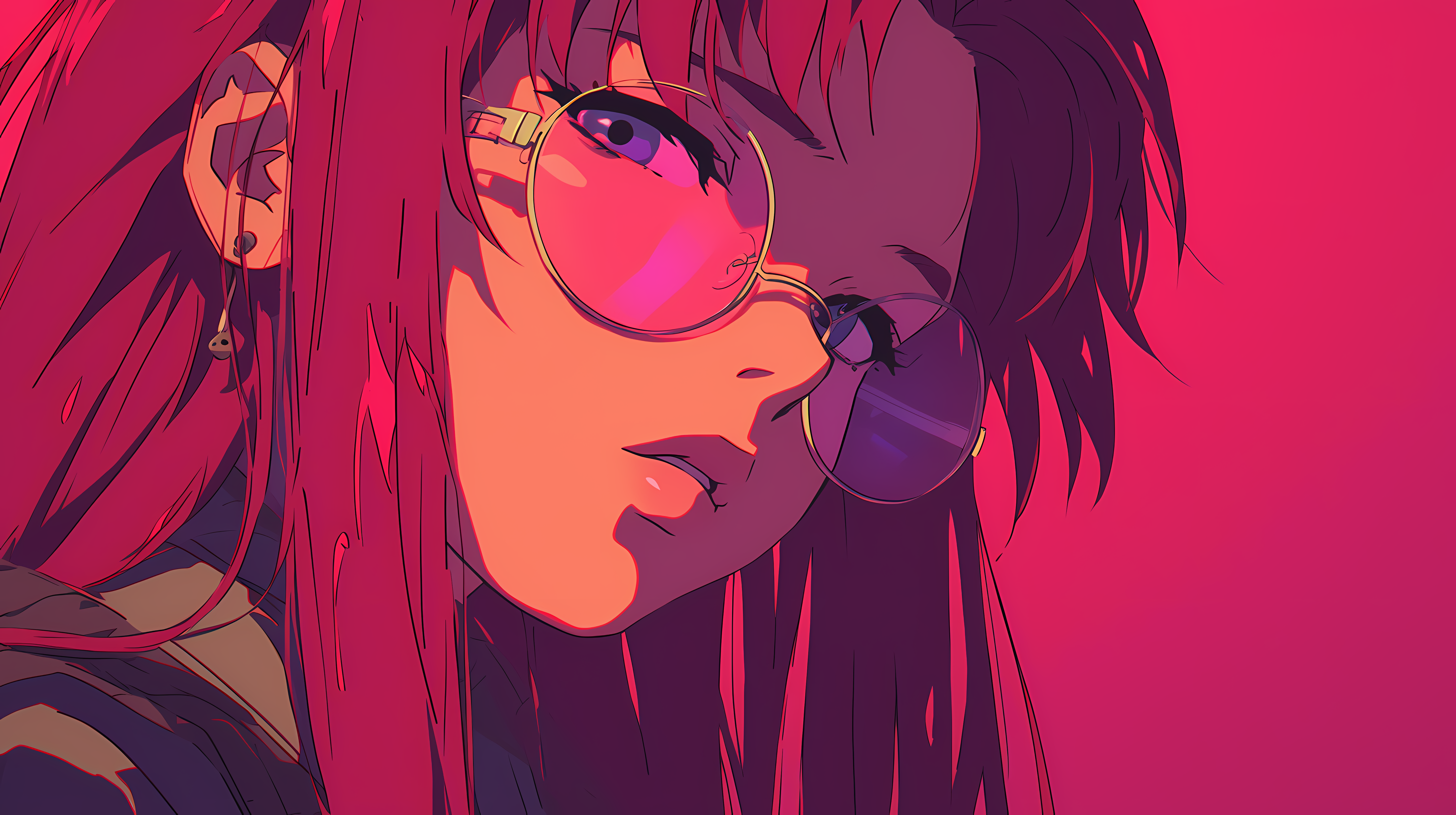 Anime 5824x3264 AI art anime girls glasses colorful