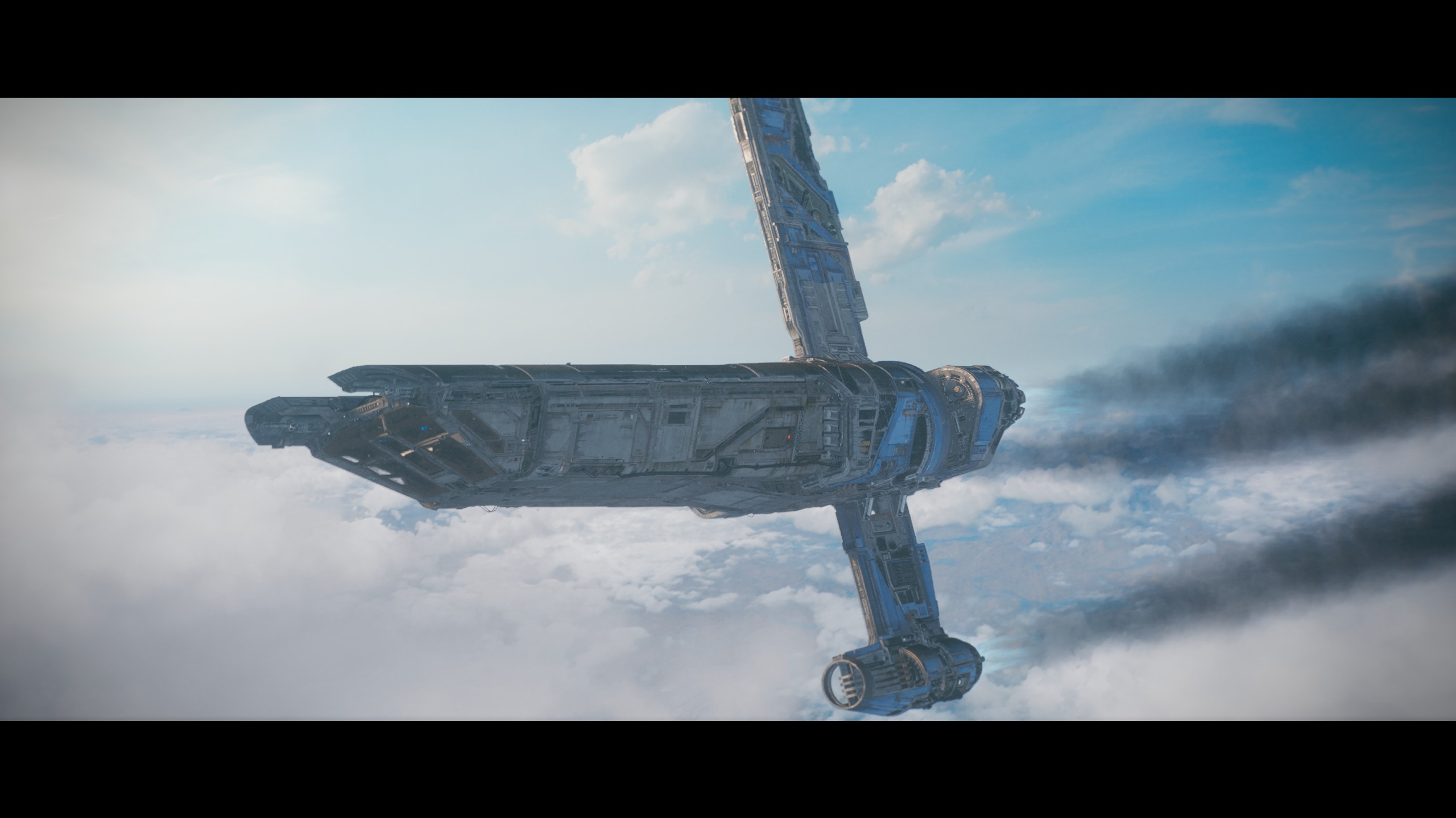 General 2560x1440 Star Wars Star Wars Jedi: Survivor Mantis (Ship) digital art video game art screen shot video games smoke sky clouds CGI spaceship technology sunlight