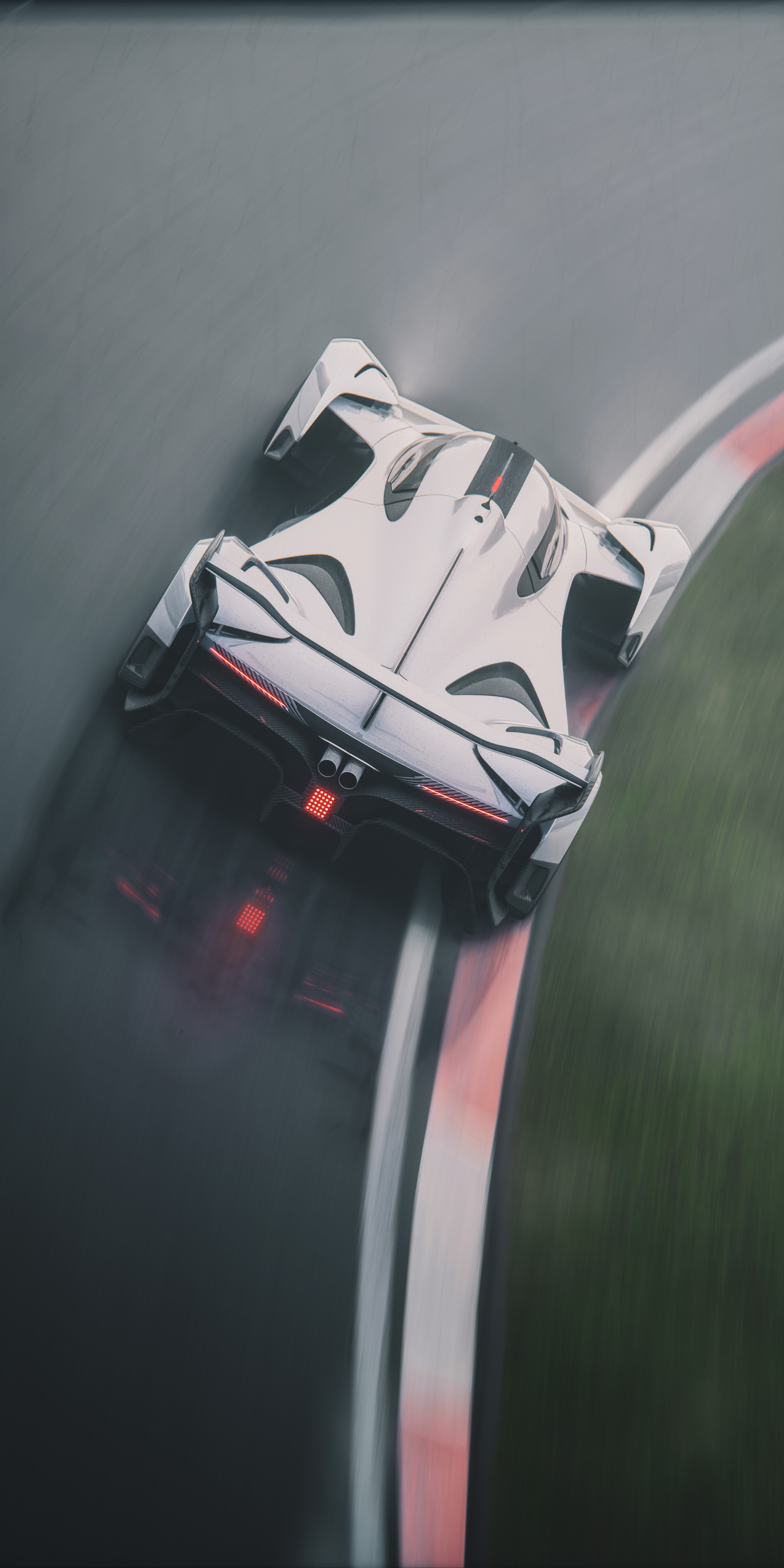 General 3840x7680 McLaren Solus GT car race tracks Assetto Corsa PC gaming vehicle video game art screen shot video games driving portrait display rear view motion blur blurred white cars