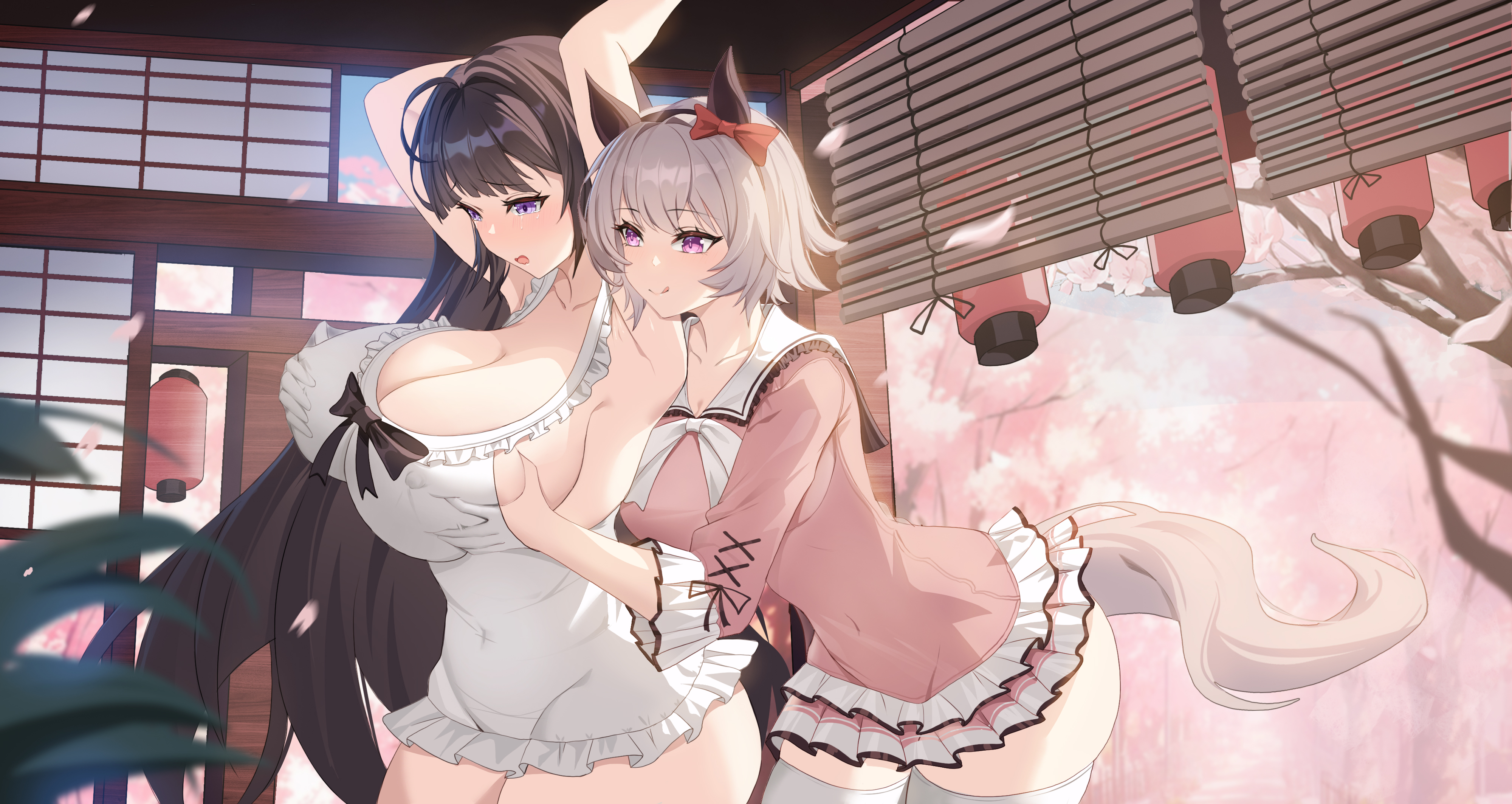 anime, anime girls, huge breasts, boob grab | 4000x2126 Wallpaper -  wallhaven.cc