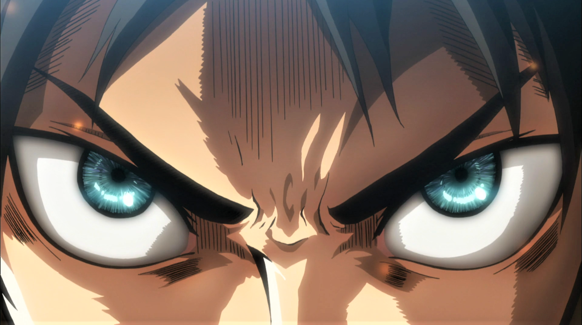 Anime 1920x1073 Shingeki no Kyojin Eren Jeager eyes blue eyes angry anime Anime screenshot anime boys eyebrows face closeup