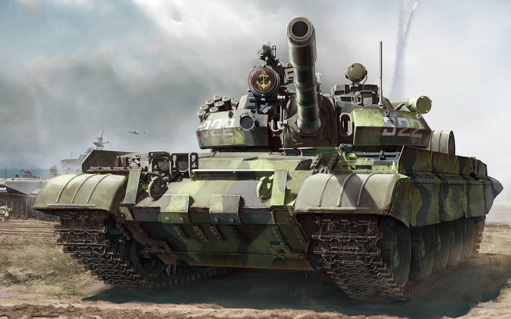 General 1680x1050 tank army military military vehicle artwork clouds frontal view T-55AM-1 Russian/Soviet tanks