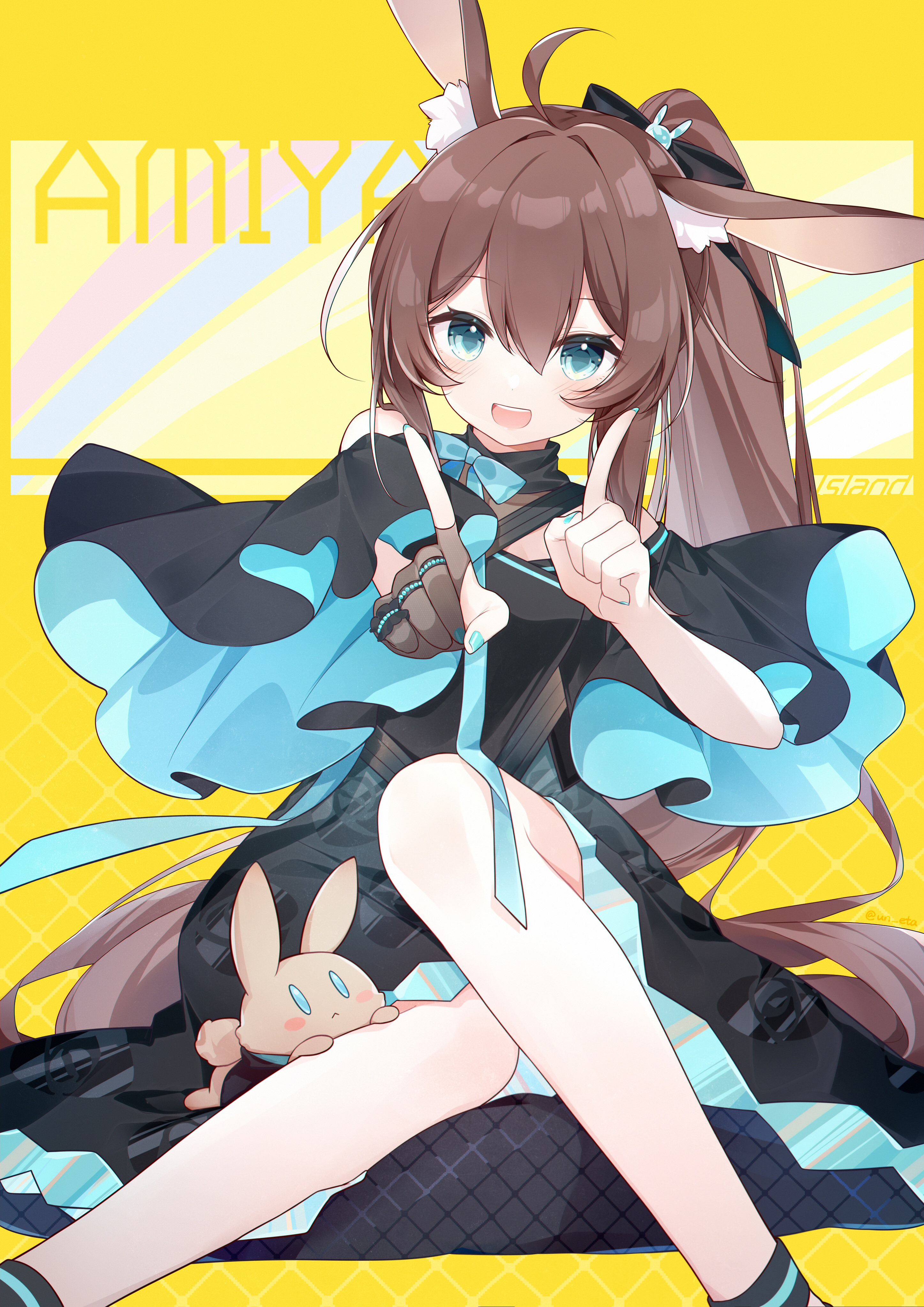 Anime 2894x4093 Arknights anime Amiya (Arknights) portrait display anime girls animal ears brunette blue eyes blushing