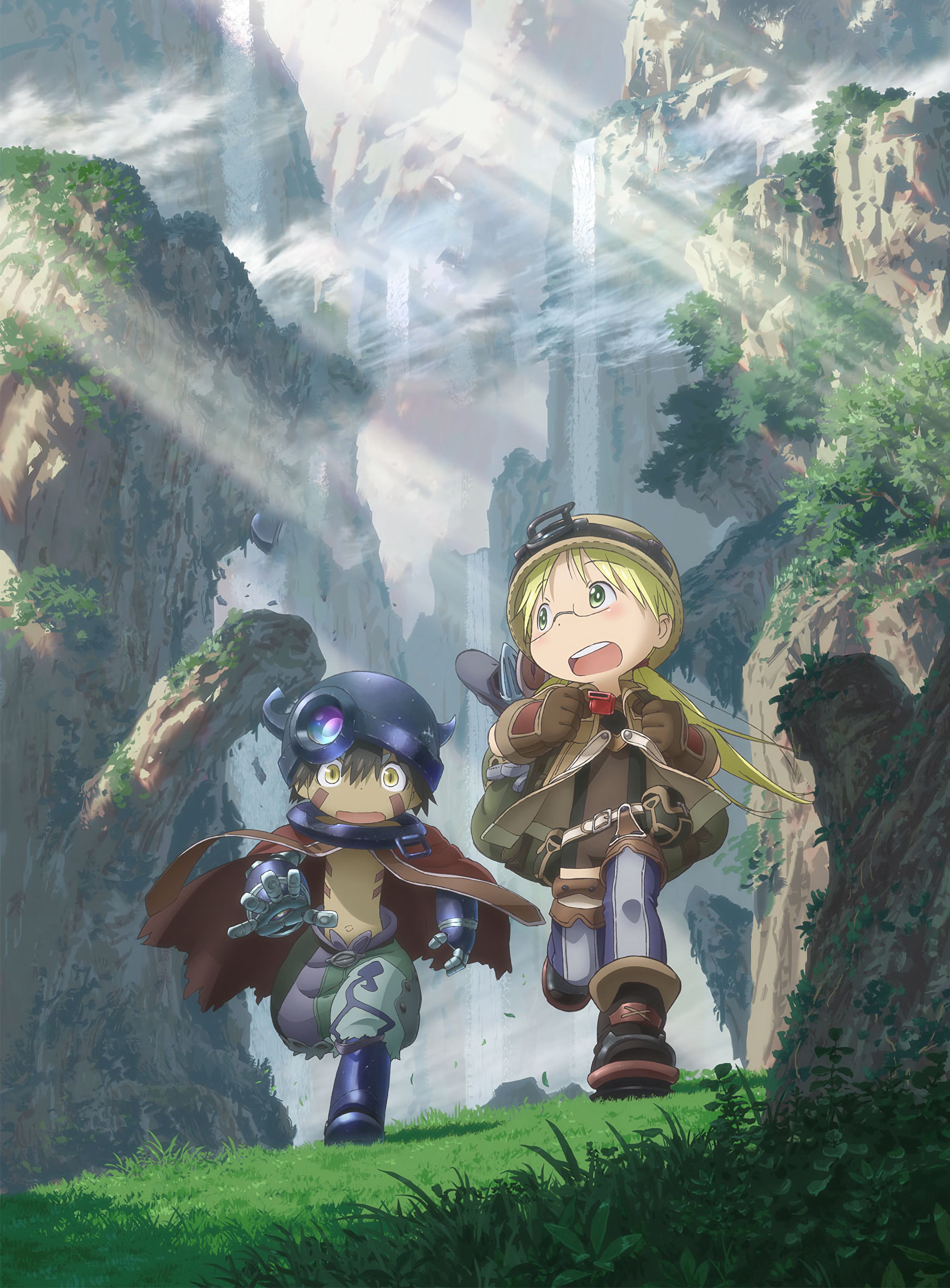 Anime 2362x3200 Made in Abyss Riko (Made in Abyss) Regu (Made in Abyss) portrait display anime anime girls anime boys grass
