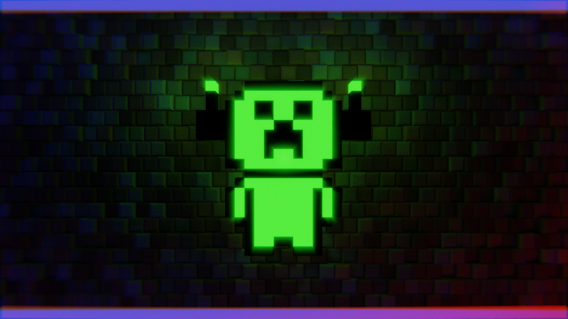 General 1920x1080 Minecraft Minecraft Dungeons creeper green neon 3D Blocks headphones video games video game characters