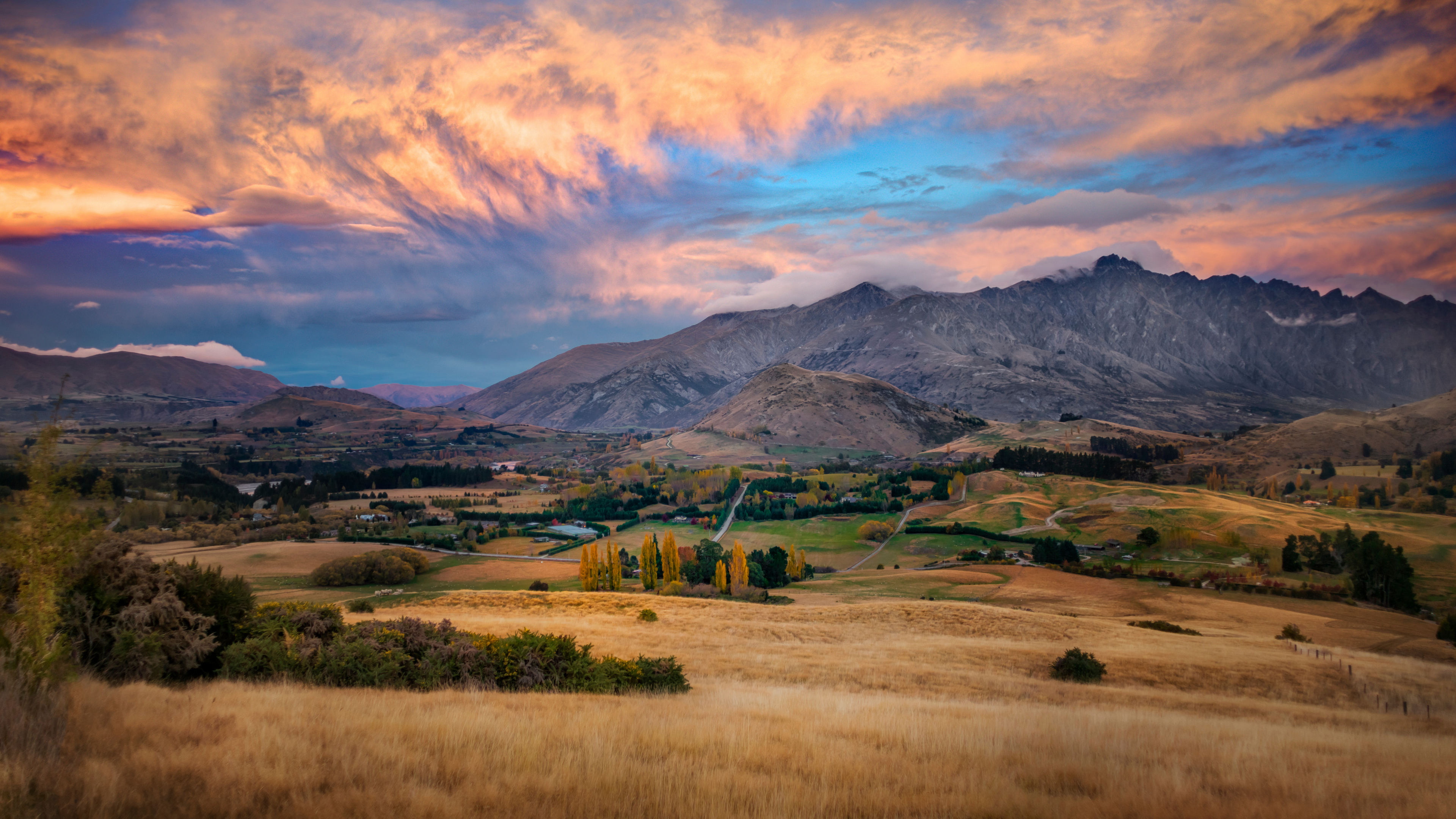 General 3840x2160 landscape 4K New Zealand nature sky sunset glow mountains
