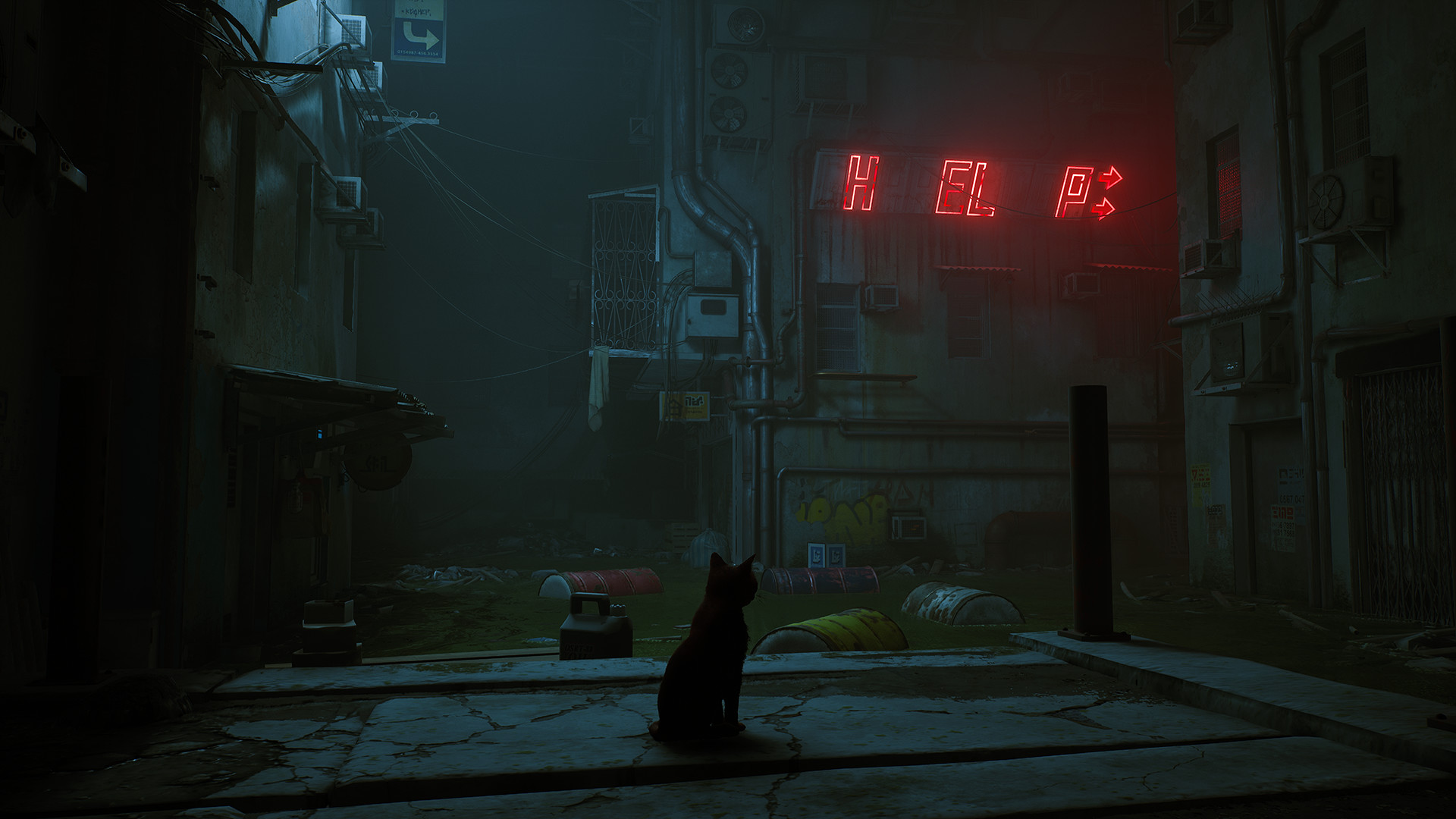 General 1920x1080 Stray cyberpunk city dystopian cats video games