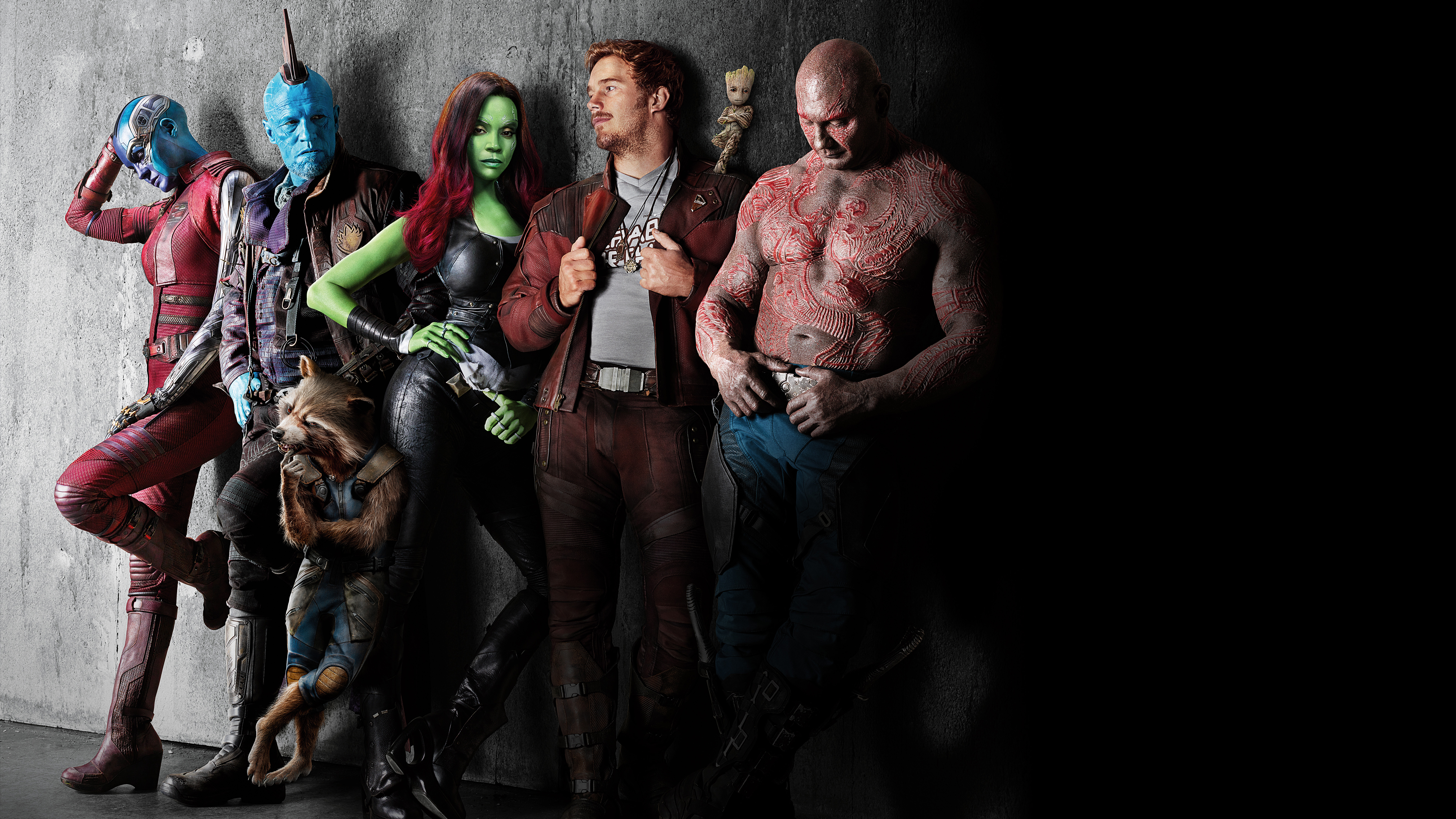 General 7680x4320 fantasy art Guardians of the Galaxy Gamora  Nebula (Marvel) Marvel Cinematic Universe Star-Lord Peter Quill Drax the Destroyer Rocket Raccoon Yondu Udonta