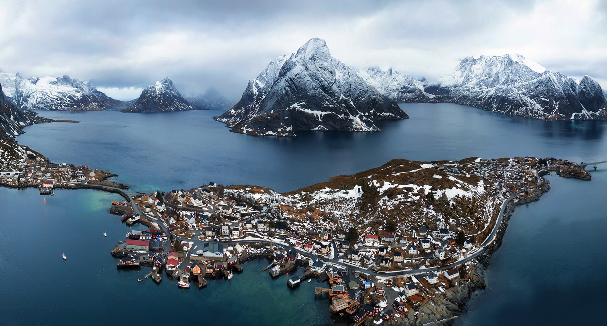 General 2048x1100 town aerial view mountains water Norway
