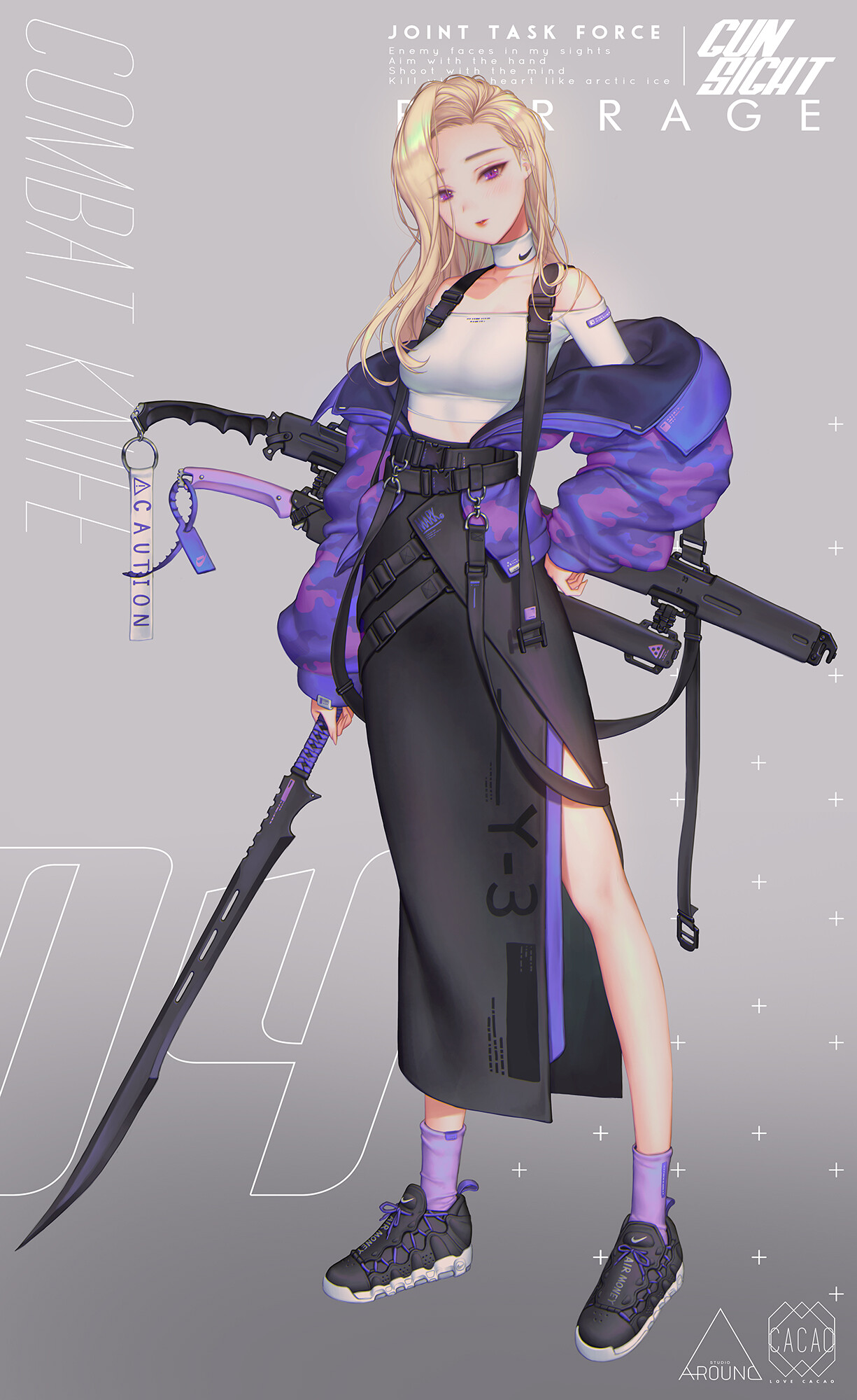 Anime 1225x2000 anime anime girls digital art artwork portrait display 2D Lovecacao weapon blonde long skirt
