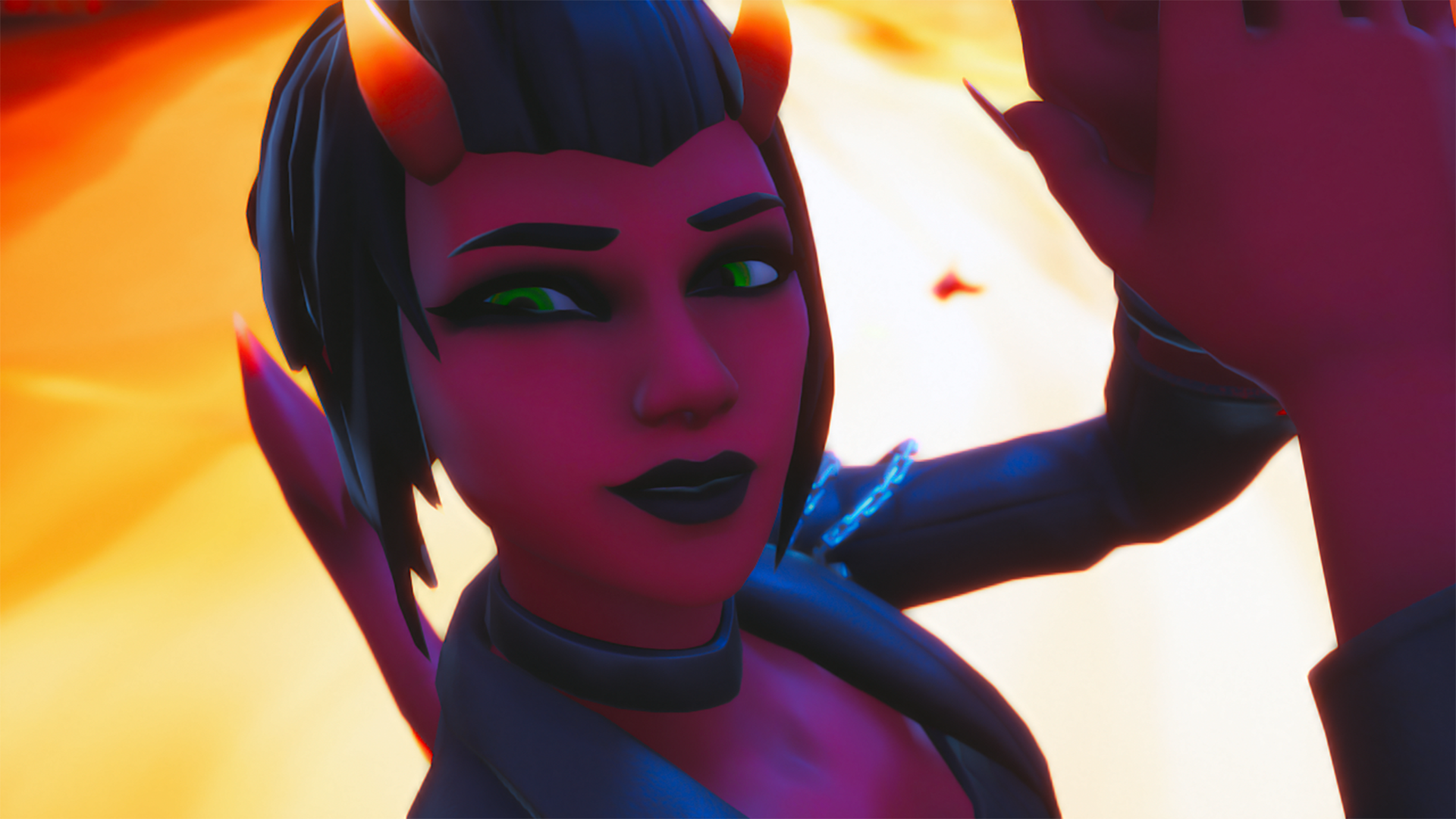 General 1920x1080 Fortnite devil girl demon girls video game characters digital art closeup