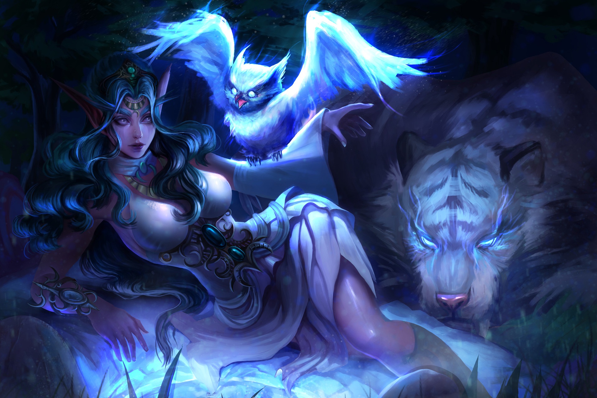 General 1920x1280 fantasy art fantasy girl Tyrande Whisperwind night elves World of Warcraft illustration