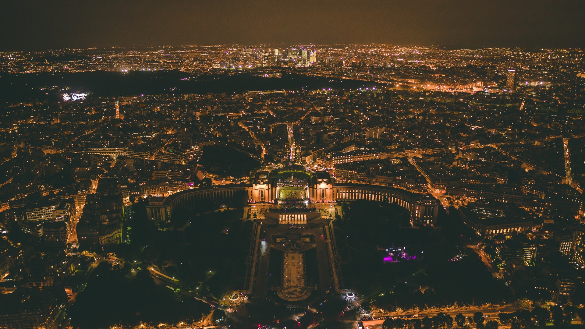 General 1920x1080 cityscape landscape city night urban aerial view Paris palace city lights Palais de Chaillot