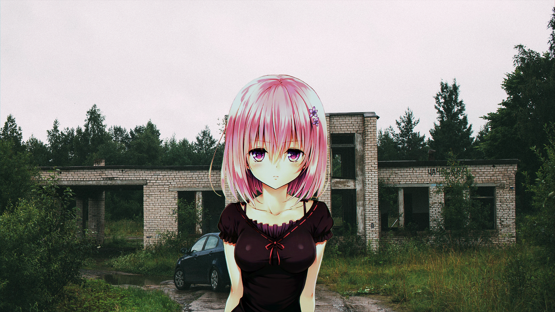 Anime 1920x1080 anime anime girls pink hair building abandoned Russia To Love-ru Momo Velia Deviluke animeirl