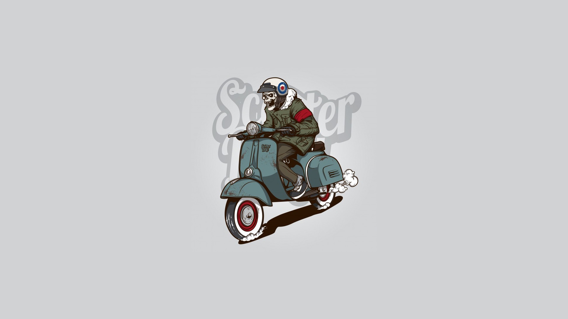 General 1920x1080 simple background vehicle artwork minimalism skull scooters blue gray background