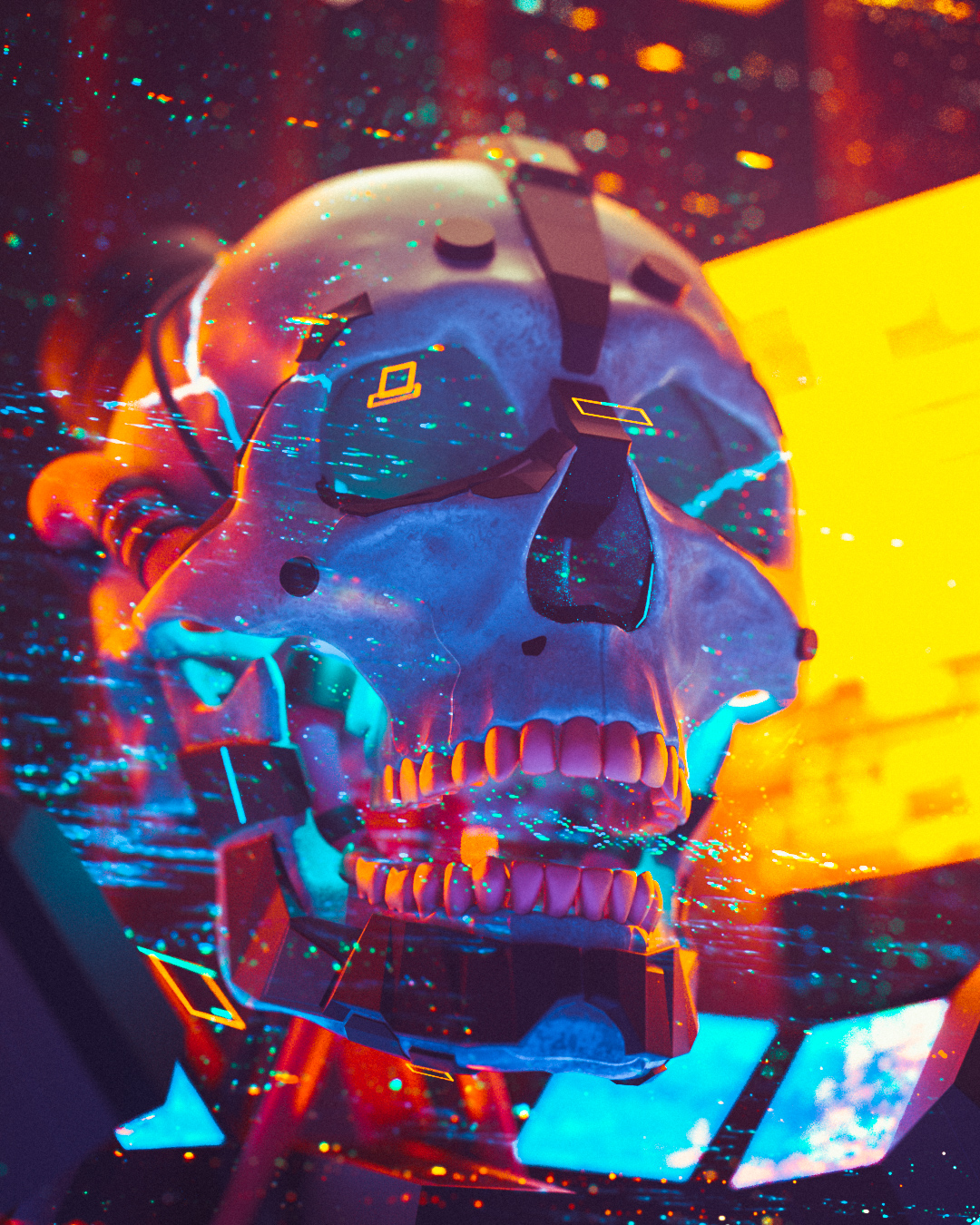 General 1080x1350 portrait display CGI skull vaporwave