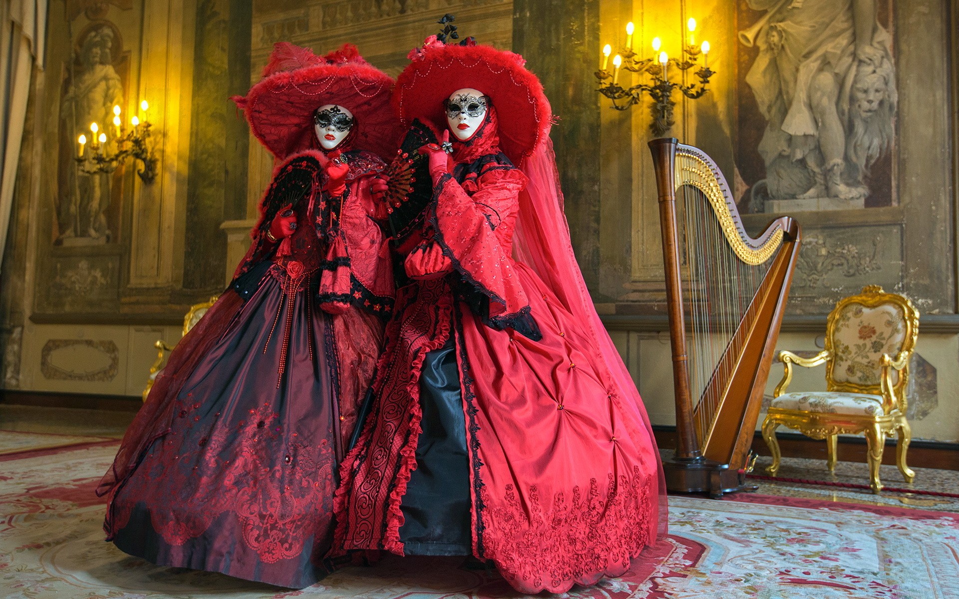 People 1920x1200 women venetian masks mask Baroque