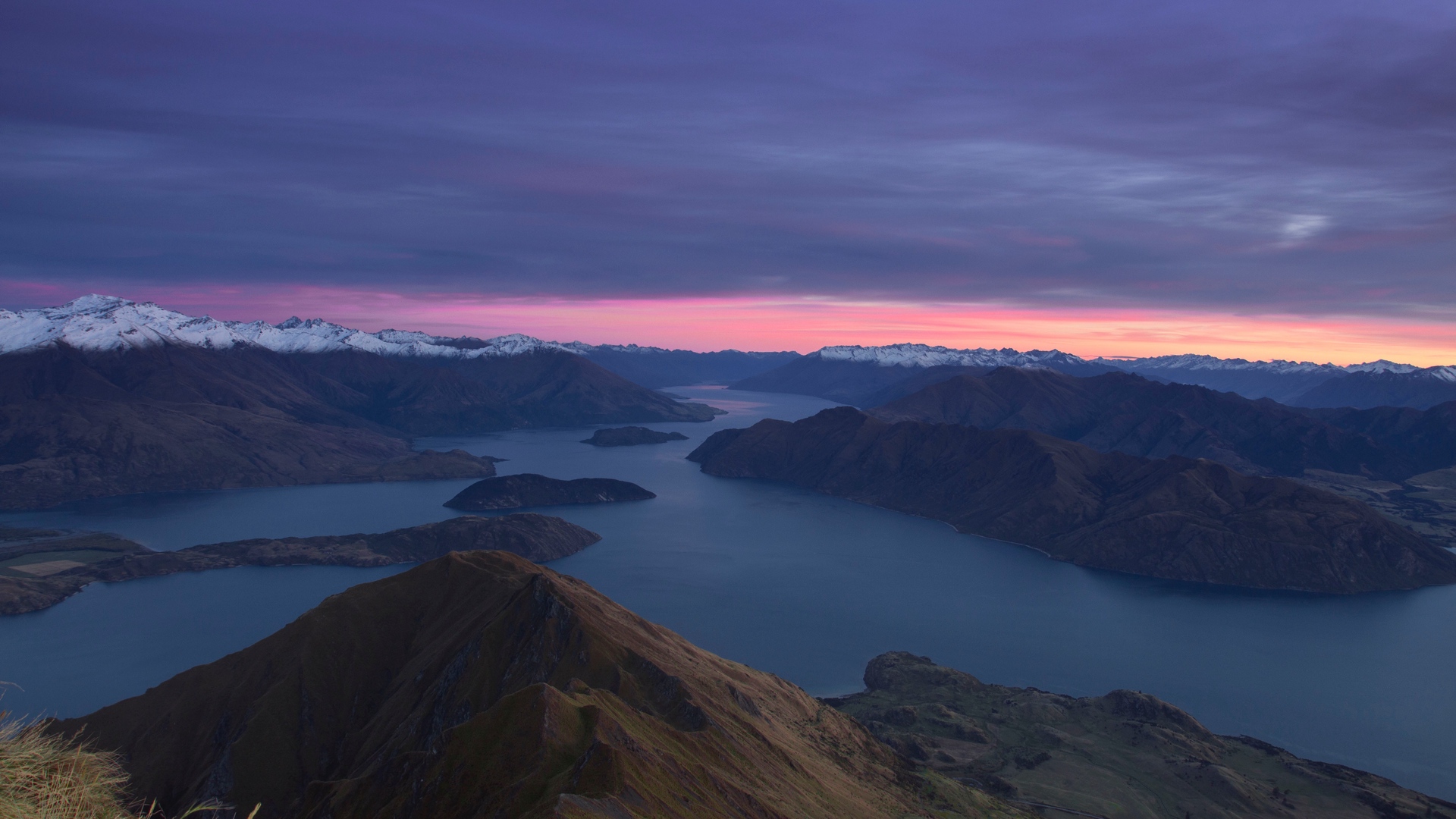 General 1920x1080 mountains dawn lake aerial view New Zealand