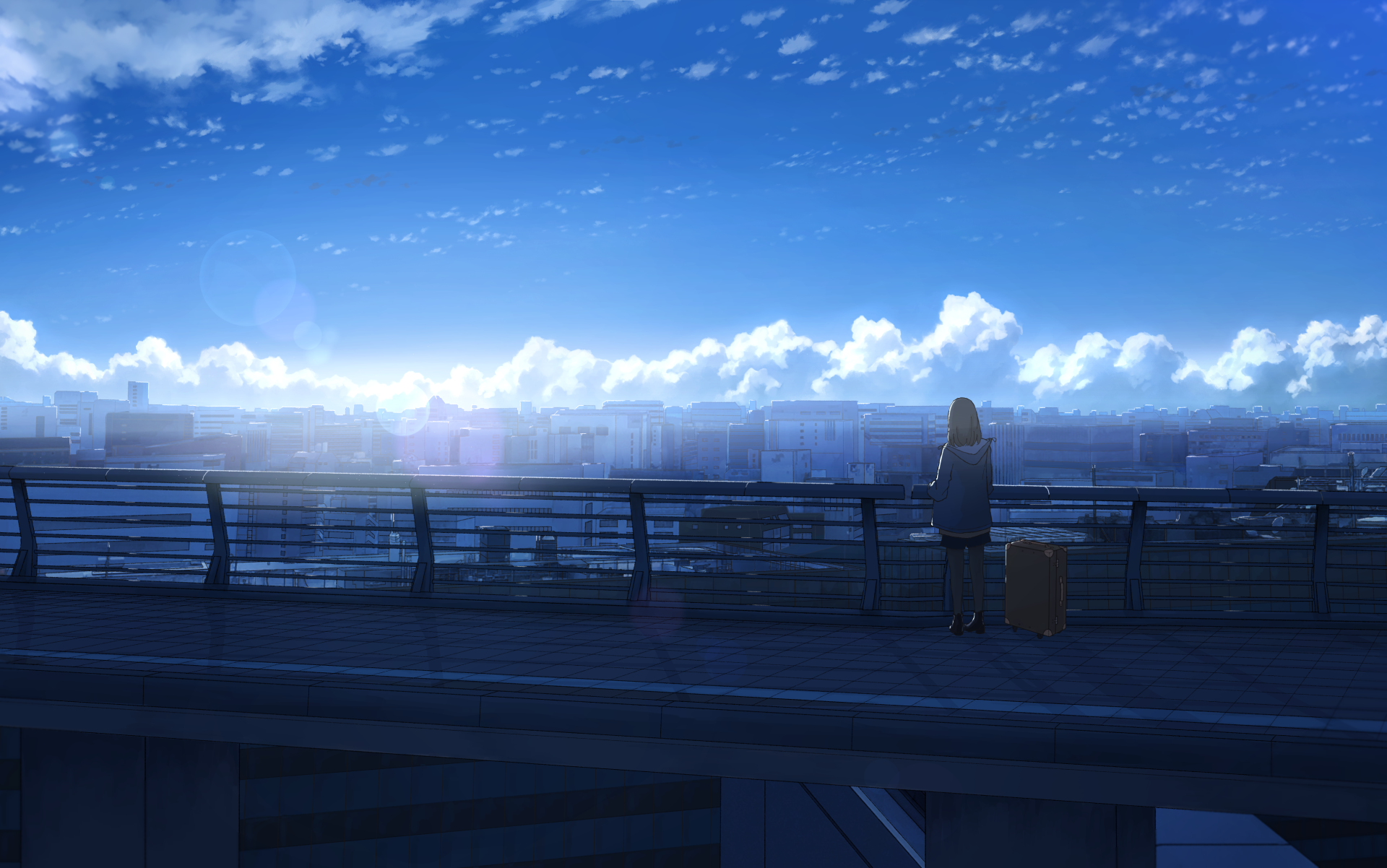 Anime 1920x1202 digital art sky clouds city artwork anime