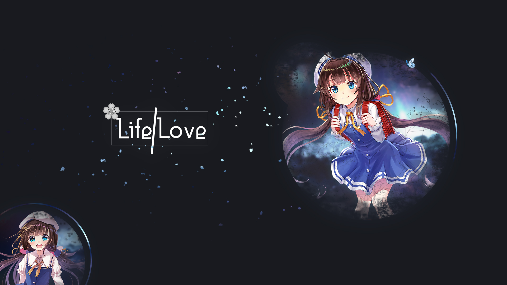 Anime 1920x1080 life love minimalism blue white particle circle anime girls dark background Ai Hinatsuru