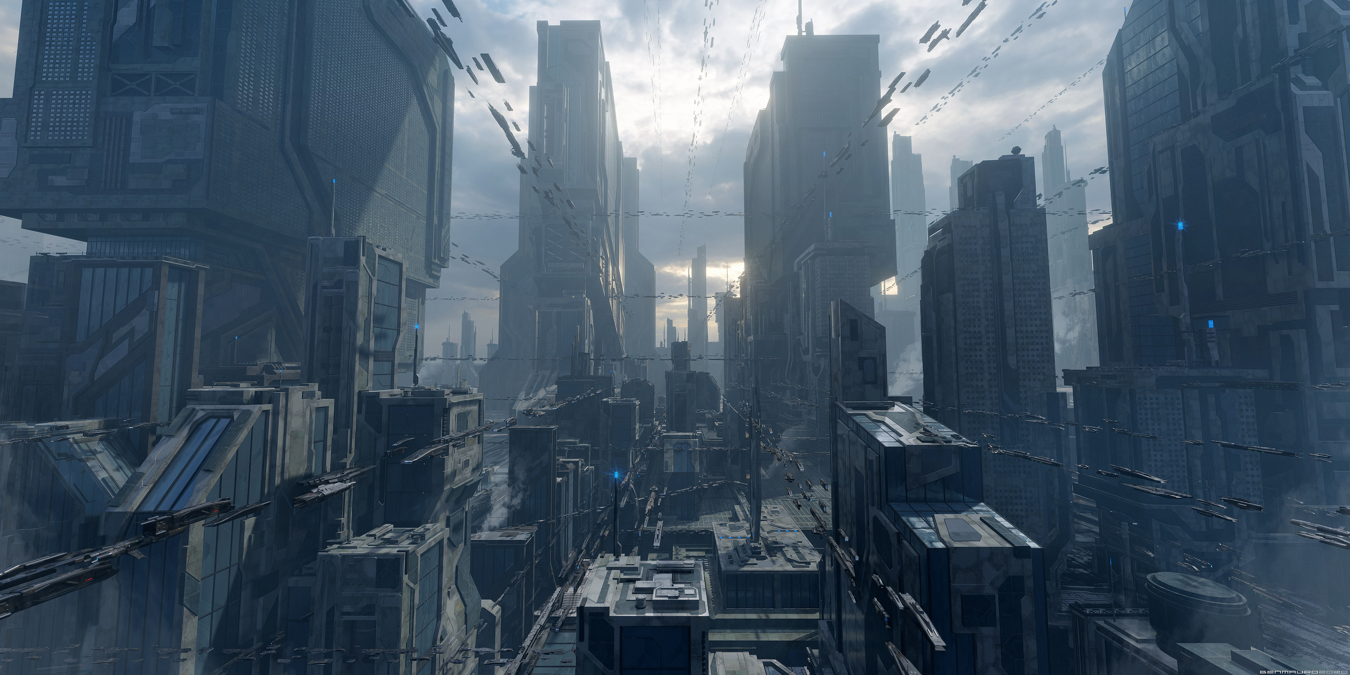 General 4500x2250 cyberpunk science fiction cyber city futuristic city city flying car Coruscant Omni