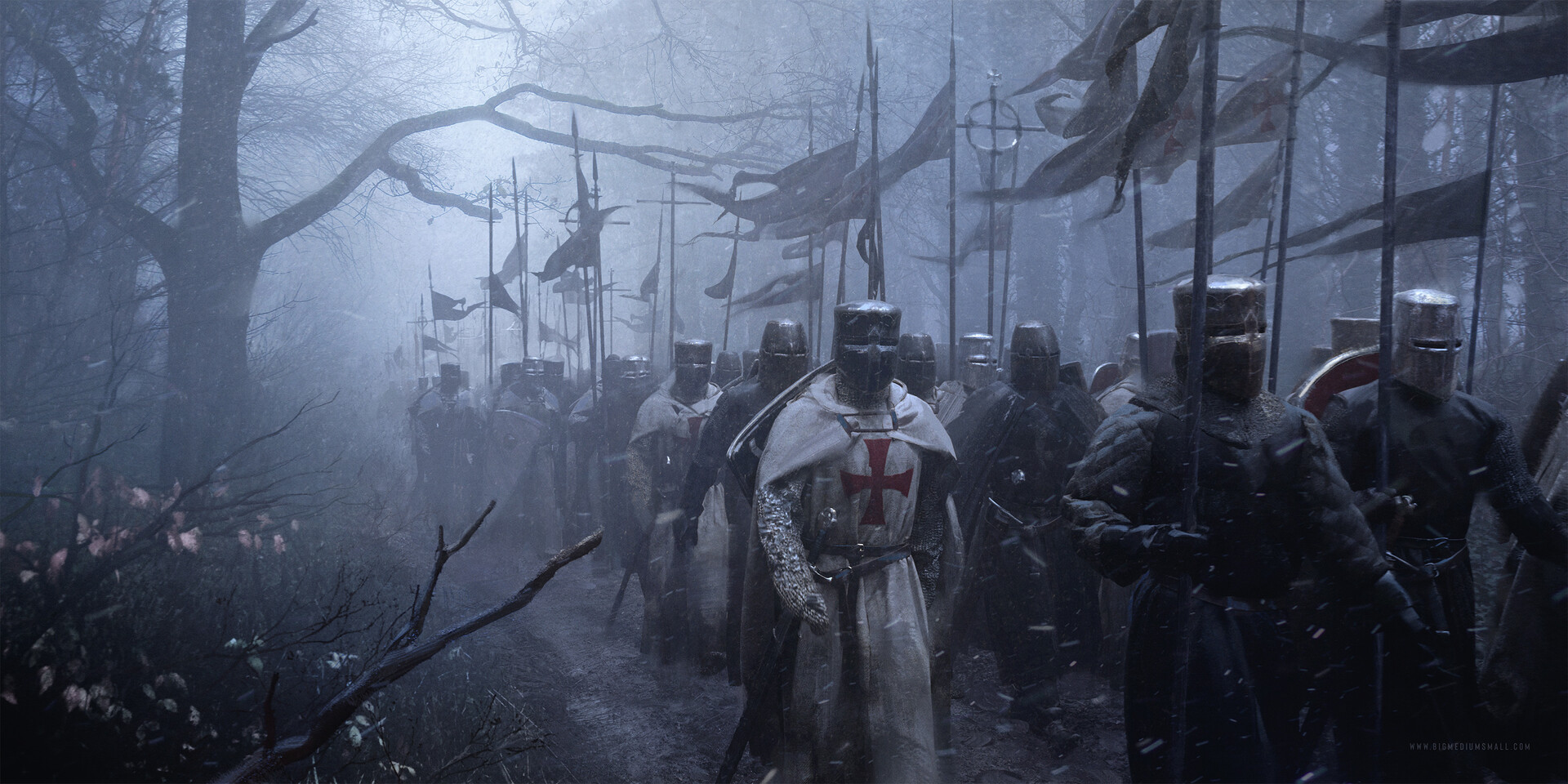 General 1920x960 Jama Jurabaev medieval crusaders Crusades digital art knight armor fantasy art