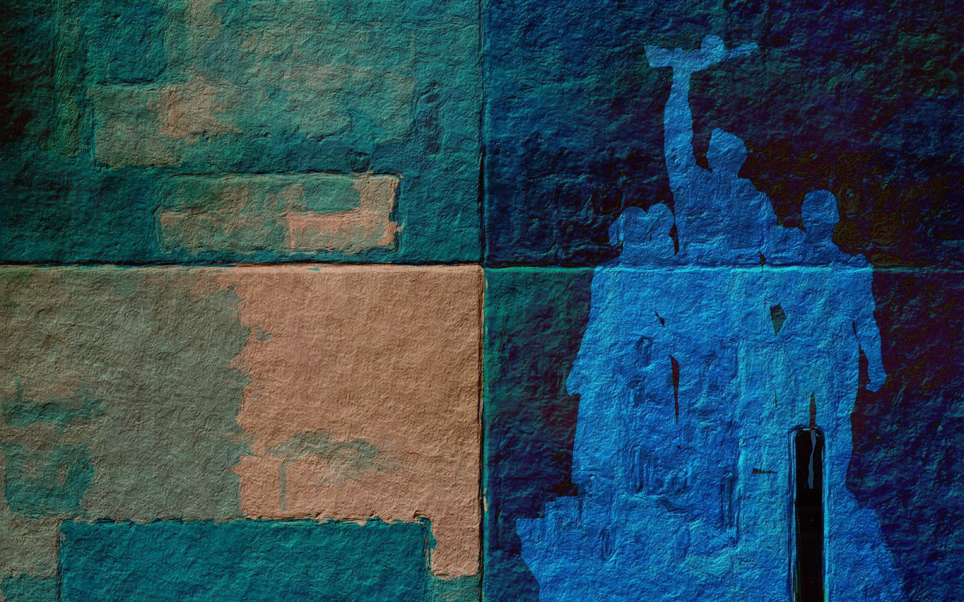 General 1920x1200 texture bricks blue digital art closeup