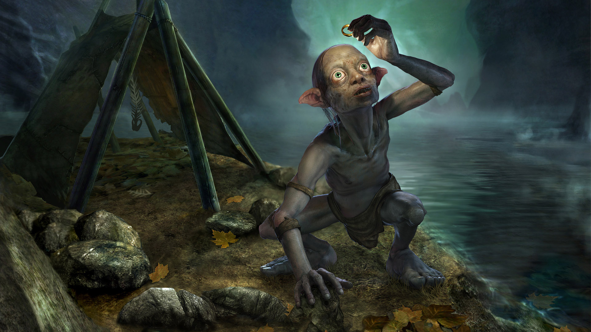 General 1920x1080 fantasy art digital art Gollum The Lord of the Rings creature The One Ring
