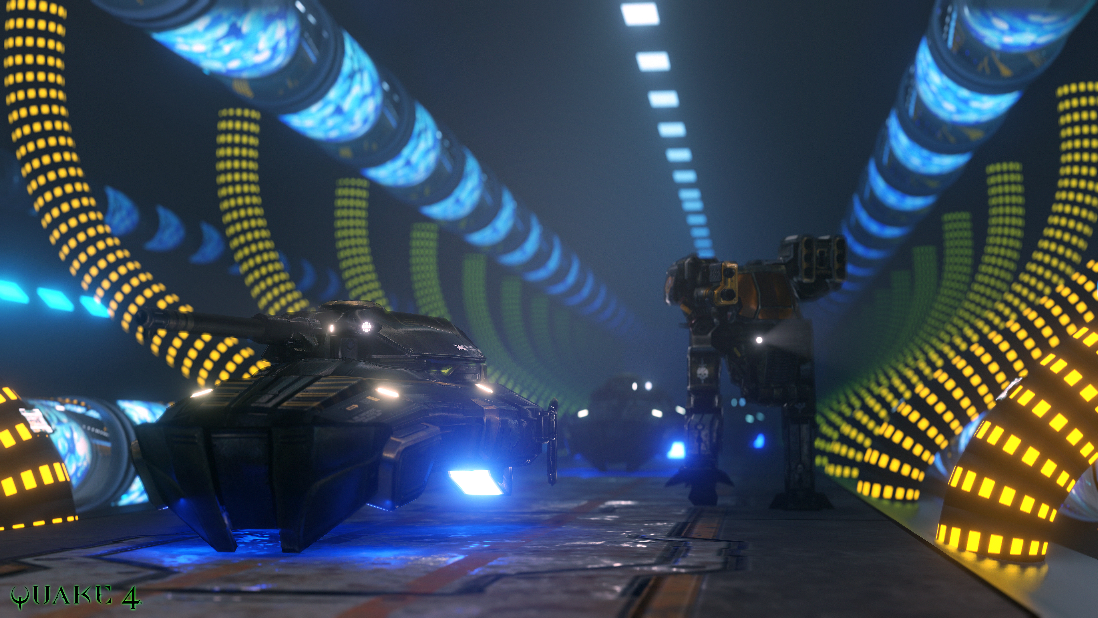 General 3840x2160 Quake 4 tank mechs science fiction futuristic lights liquid video game art CGI Blender Nexus