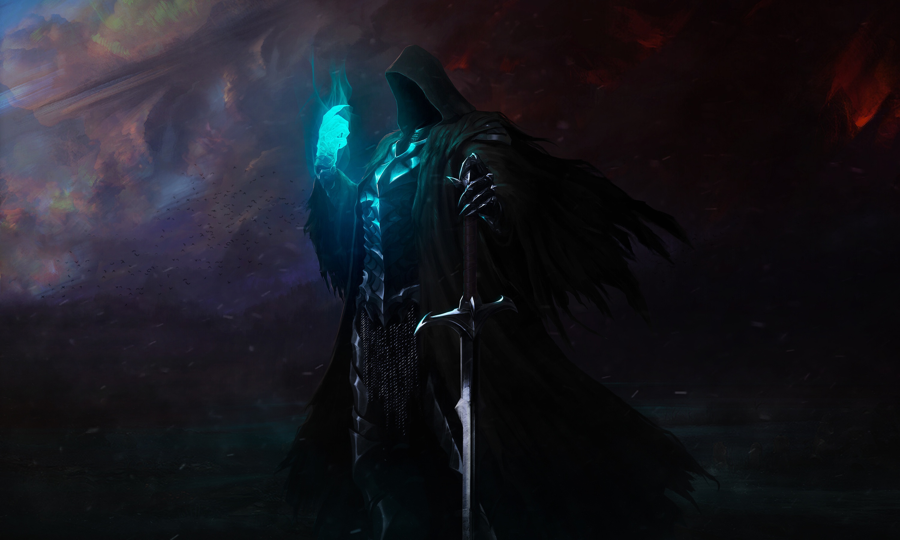 General 3000x1800 The Lord of the Rings fantasy art dark artwork Nazgûl cyan J. R. R. Tolkien Middle-Earth